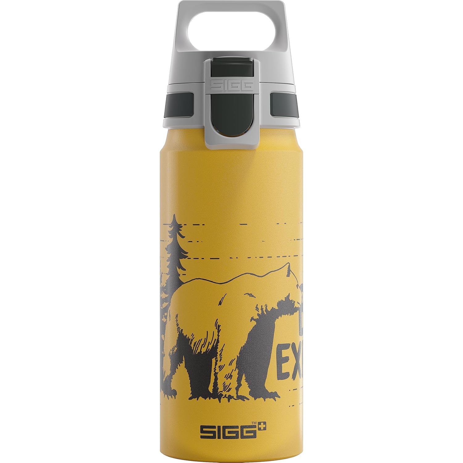 SIGG – Botella de agua para niños – WMB ONE Brave Bear Yellow – A prueba de fugas – Ligera – Sin BPA – Deportes y Bicicleta – 20 Oz