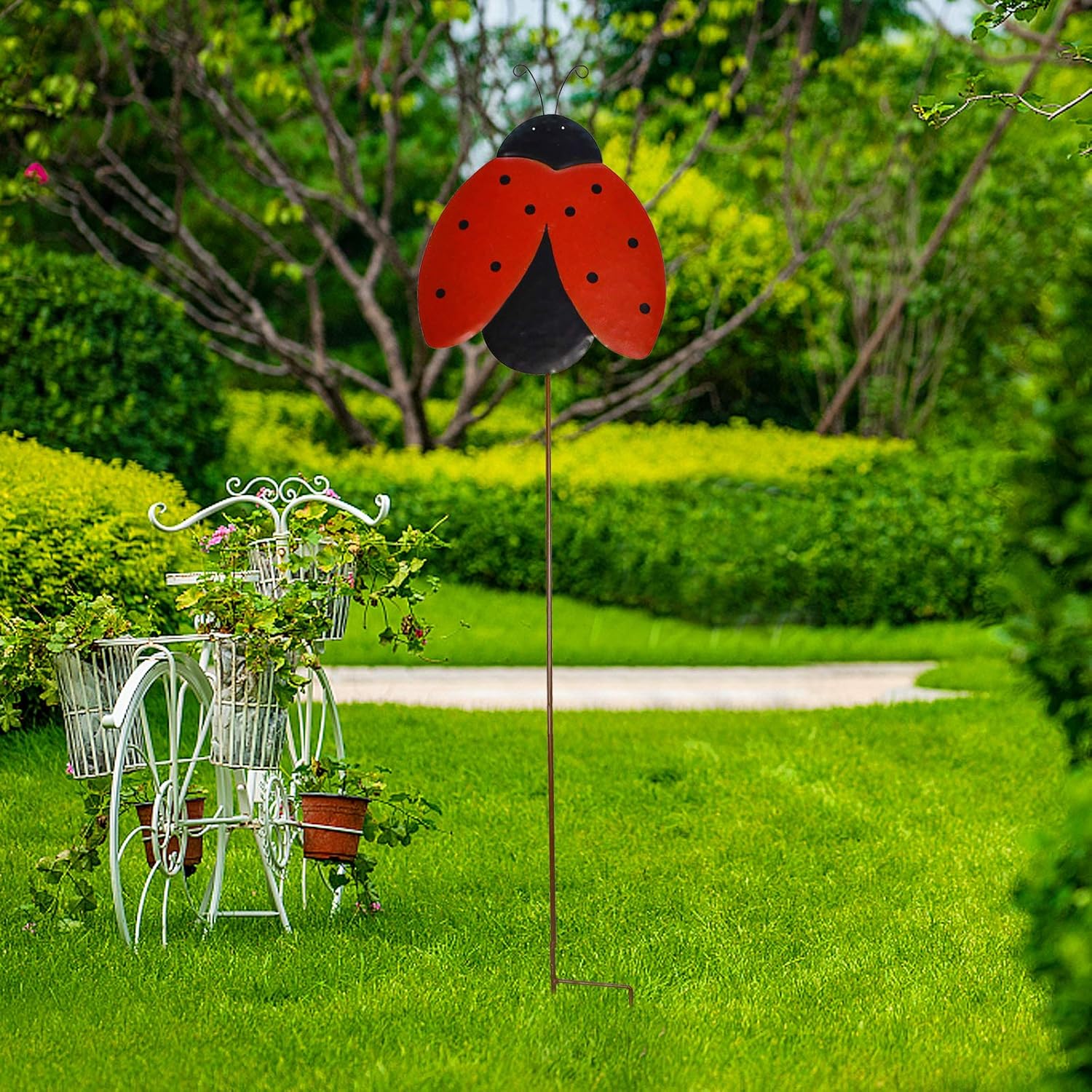 Decoración de jardín, estacas de metal para patio, césped de primavera, decoración de plantas para interiores y exteriores, adornos para patio,