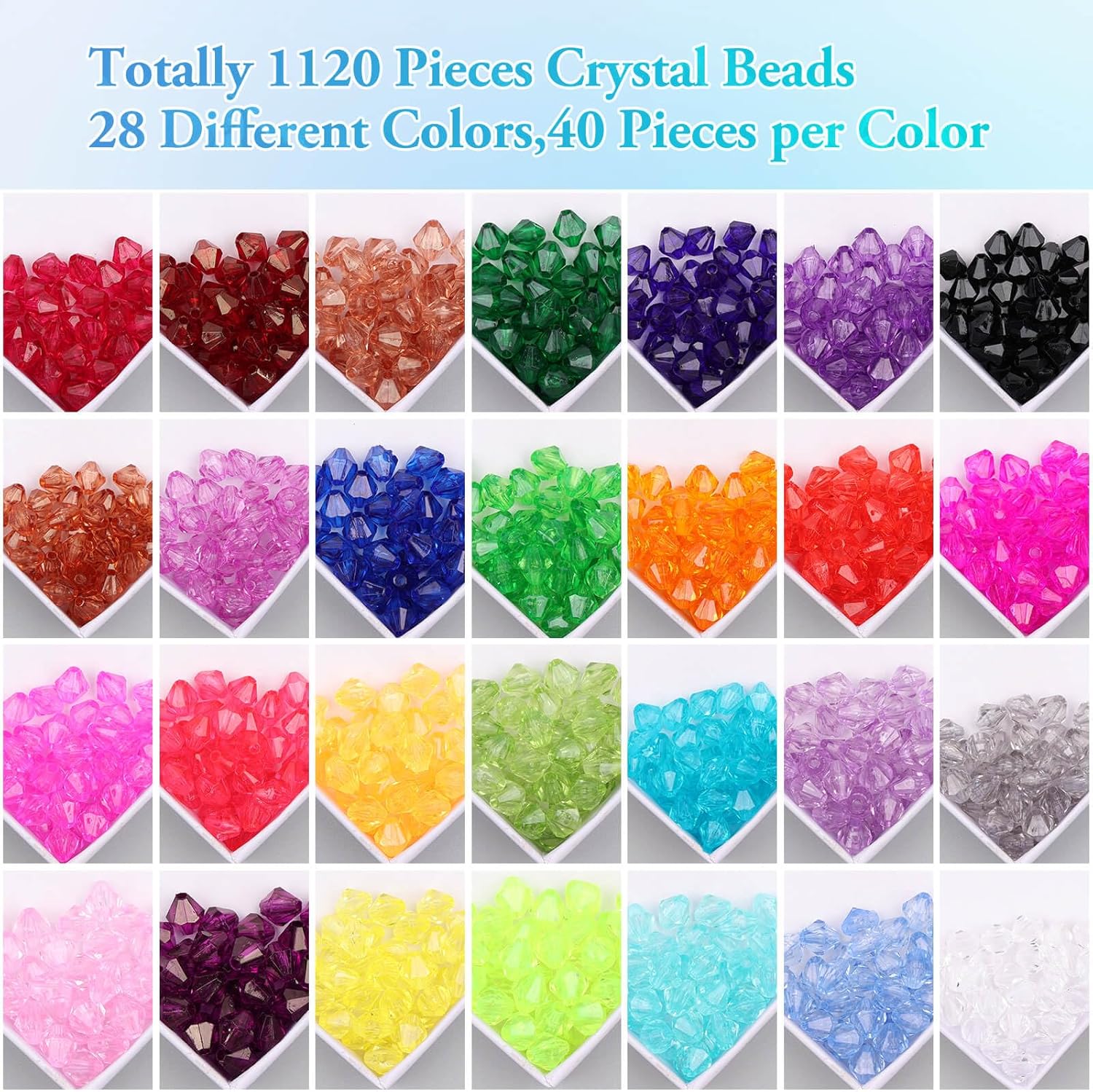 Paxcoo 1120 cuentas de cristal para la fabricación de joyas, cuentas acrílicas de cristal facetadas, cuentas de gemas de bicona, joya para