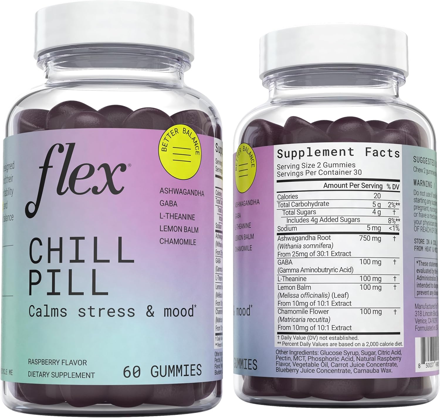 Flex Taza  Taza menstrual reutilizable  Tamaño 01 + Chill Pill Gomitas naturales para aliviar el estrés y la relajación (paquete)