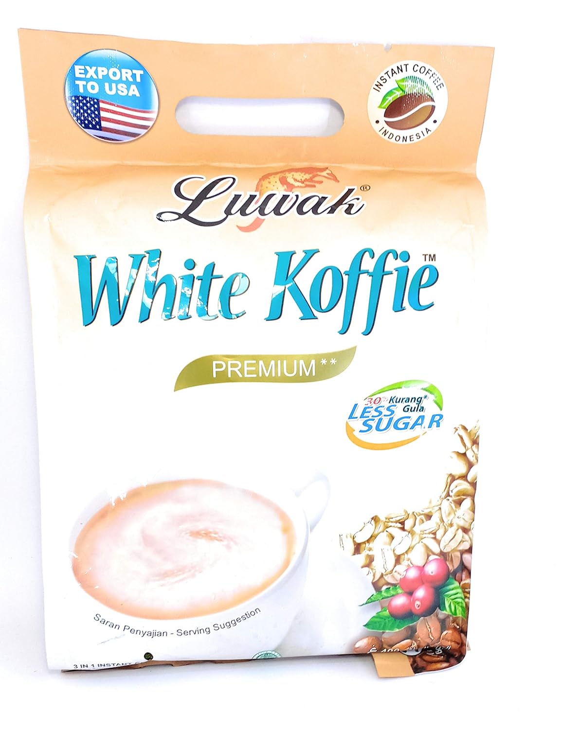 Kopi Luwak White Koffie Premium – Café con menos azúcar, 20 unidades, 14.11 oz (paquete de 3)