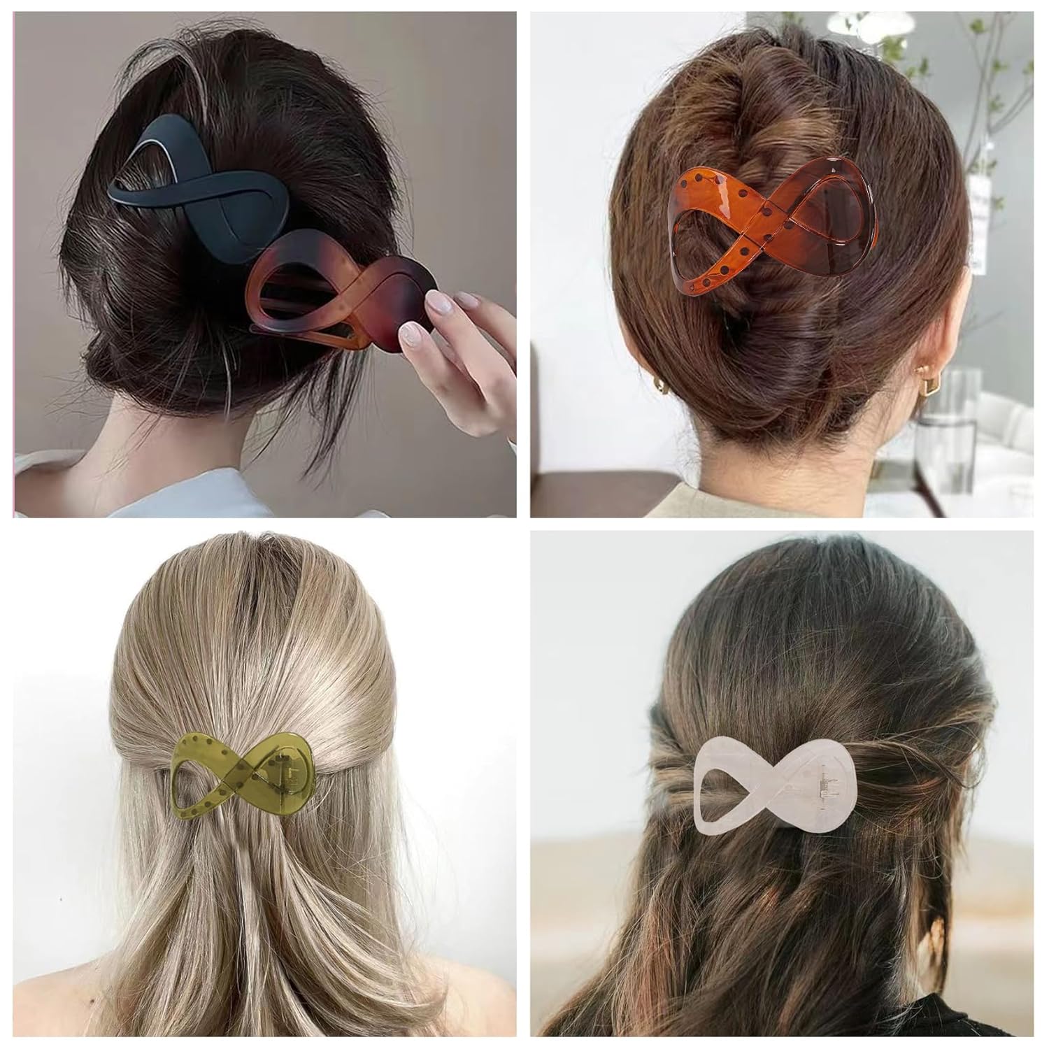 8 pinzas para el cabello planas French Concord, pinza de pelo curvada de cocodrilo de 3.35 pulgadas para cabello grueso y delgado, antideslizante