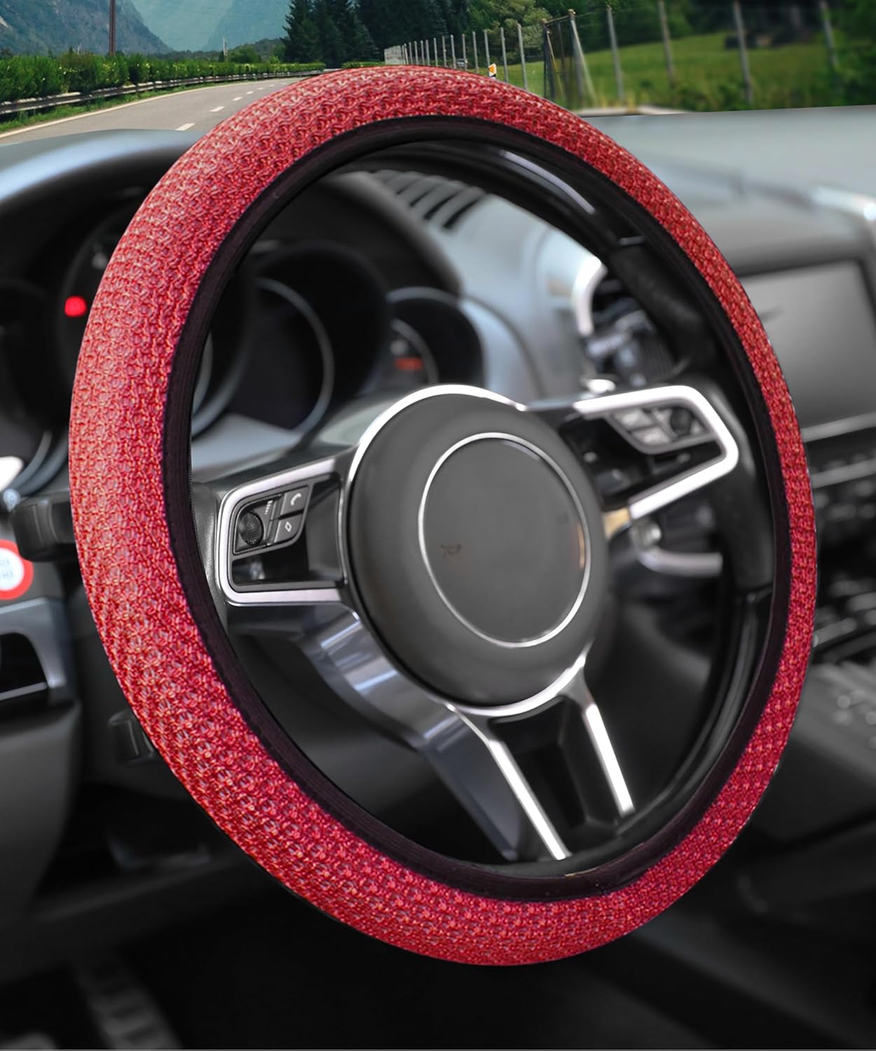 Funda elástica para volante de automóvil, de microfibra transpirable, de seda helada, cálida en invierno y fresca en verano, protector universal de