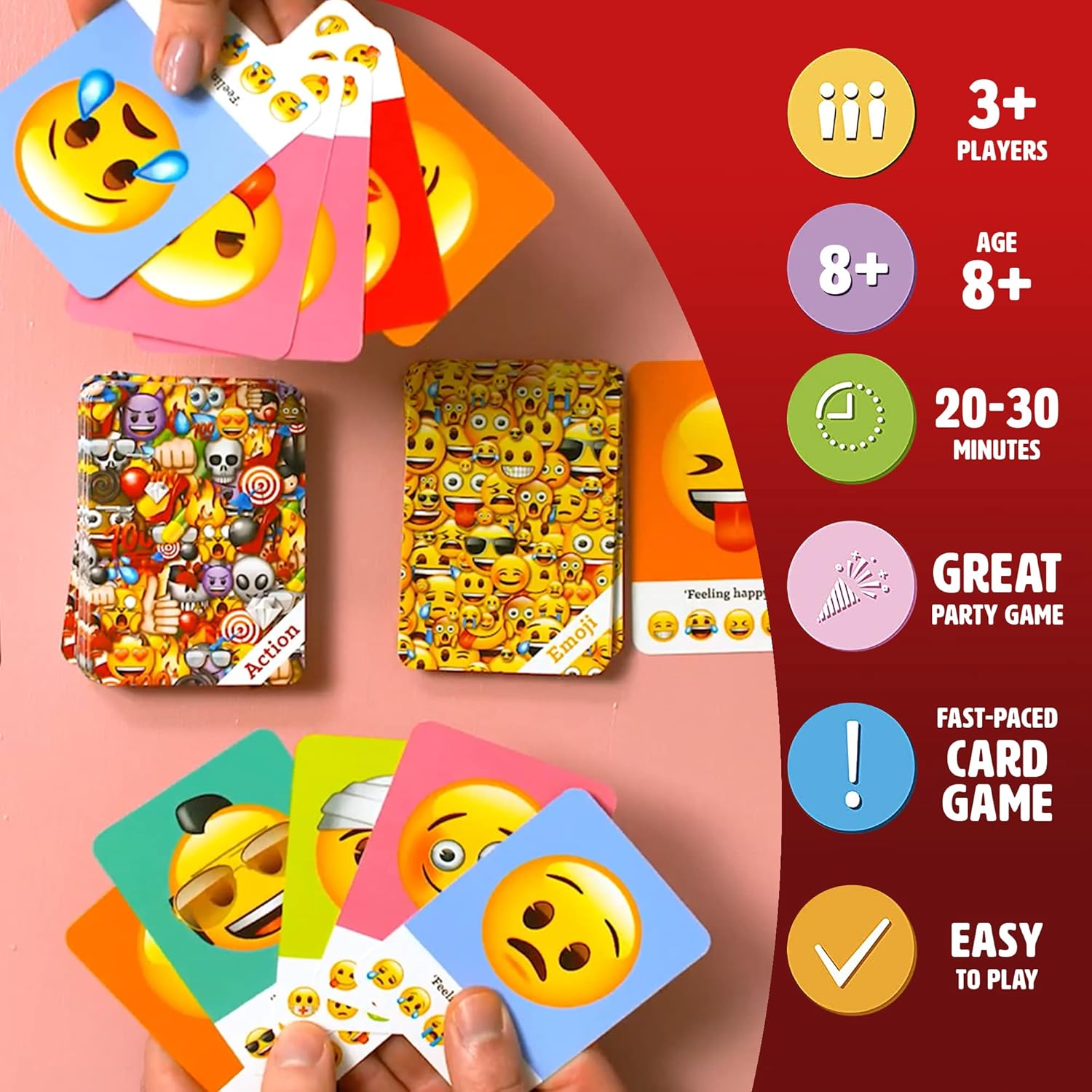 Ginger Fox – Juego de cartas Emoji. Divertidos juegos familiares y juegos de fiesta para reuniones. Hangouts y más. Juegos de cartas para niños y