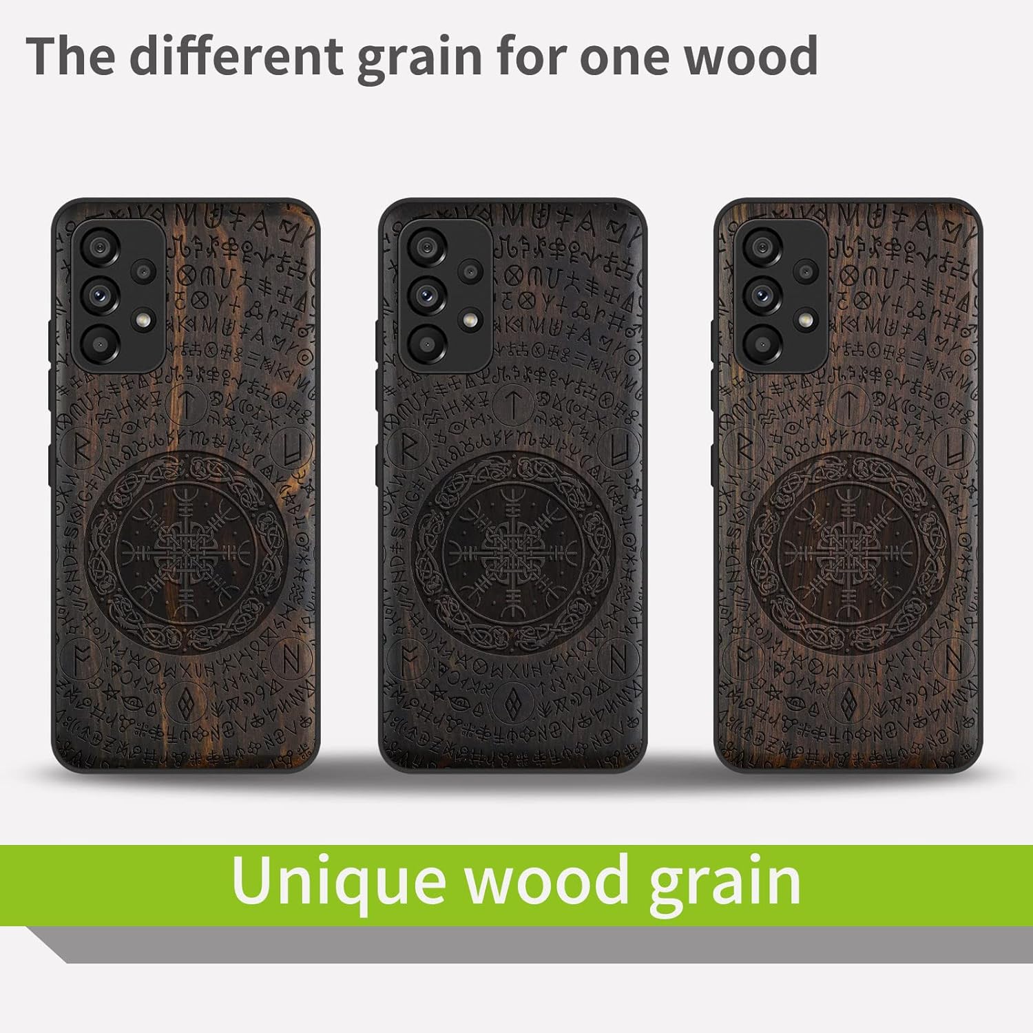 Carveit Funda de madera para Samsung Galaxy A53 5G madera natural y TPU suave negro a prueba de golpes, funda de madera única compatible con Galaxy