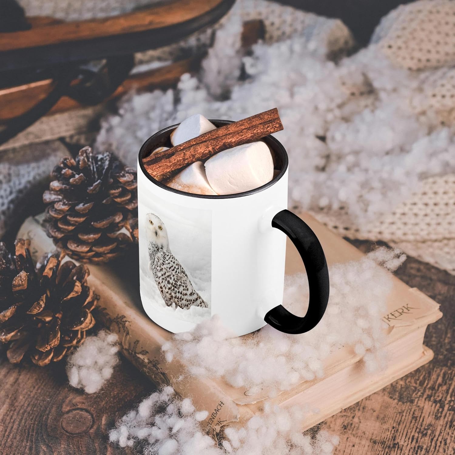 3dRose Danita Delimont – Búhos – Búho Nevado en la nieve, Montana – Tazas (mug_279187_4)