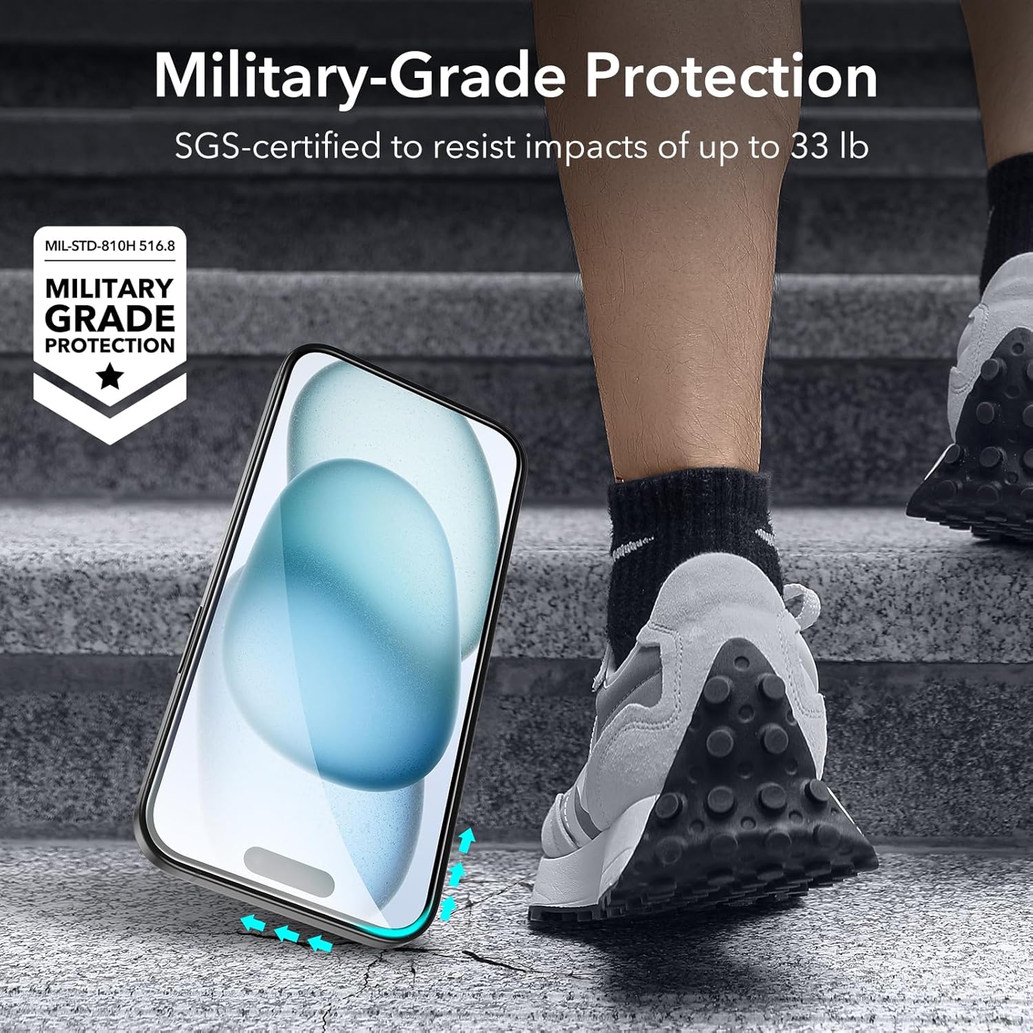 ESR Paquete de 3+2 protectores de pantalla para iPhone 15, 3 protectores de pantalla de vidrio templado y 2 protectores de lente de cámara, bordes