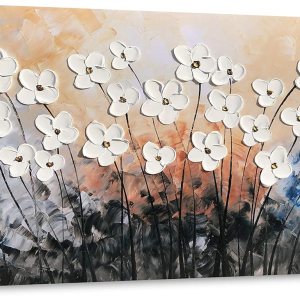 Yihui Arts – Lienzo decorativo para pared, diseño floral, color gris, arte para sala de estar, decorativo, contemporáneo, trabajo artístico de Yihui Arts – Lienzo decorativo para pared, diseño floral, color gris, arte para sala de estar, decorativo, contemporáneo, trabajo artístico de