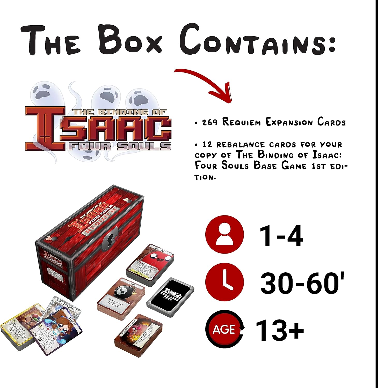 The Binding of Isaac Four Souls+ (2 edición) – Expansión, juego de cartas de estrategia, con licencia oficial, a partir de 13 años, 1-4 jugadores,