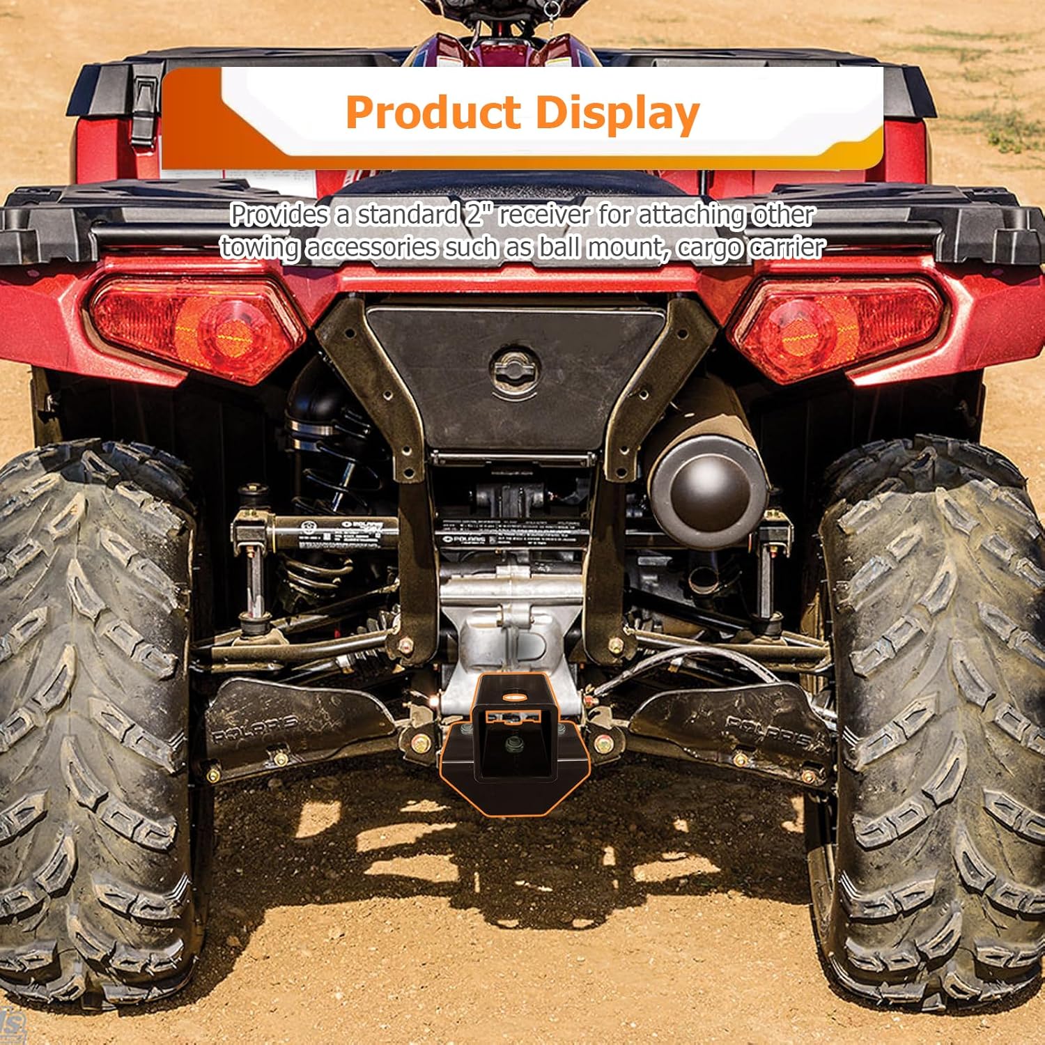 WeiSen Receptor de enganche de remolque trasero de 2 pulgadas compatible con Polaris Sportsman 2005-2023 400 450 500 570 600 700 800 Hawkeye 325 400