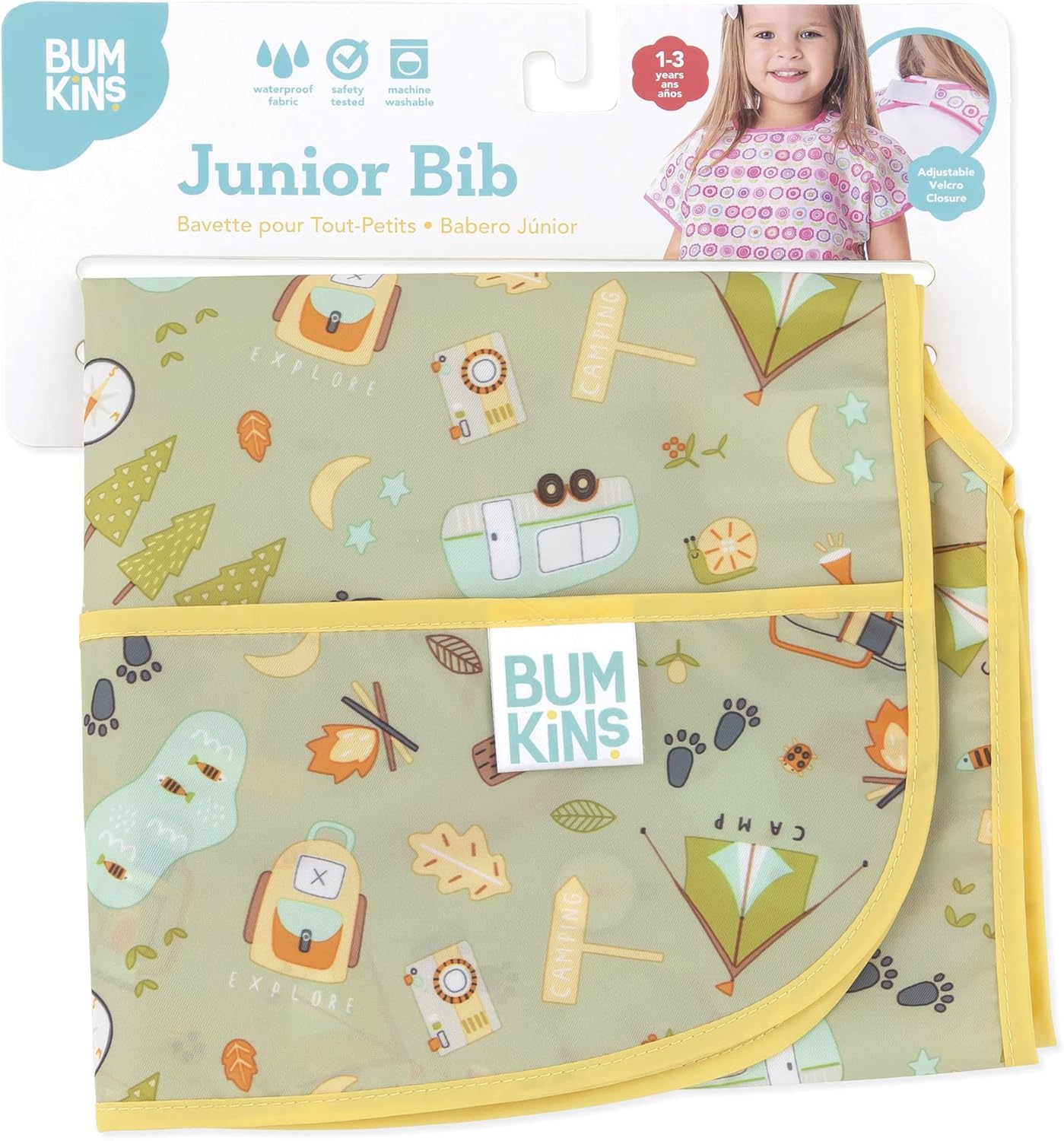 Bumkins Baberos para bebés y niños pequeños, baberos para niñas y niños, grandes para 1-3 años, babero impermeable de manga corta para niños