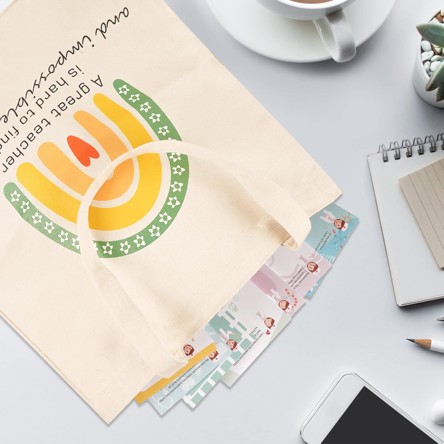 8 bolsas de lona para profesores, regalos de agradecimiento para profesores, bolsas reutilizables esenciales para profesores, regalos de fin de