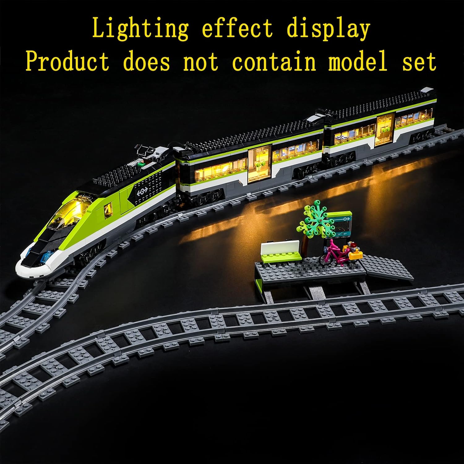 Kit de luces LED compatible con tren de pasajeros Lego Express, juego de iluminación para modelo de construcción City 60337 (juego de modelos no