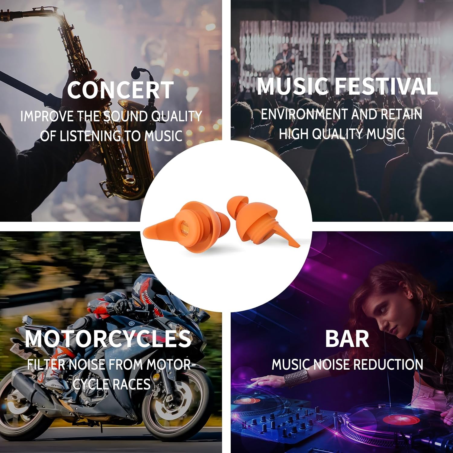 LYSIAN Tapones para los oídos de concierto de alta fidelidad, tapones para los oídos reutilizables para músicos, protección auditiva de 23 dB para
