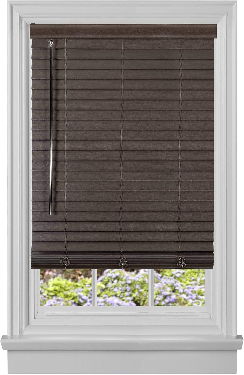 Ben&Jonah PrimeHome Collection – Persiana sin cordón de madera falsa de 2 pulgadas, color caoba