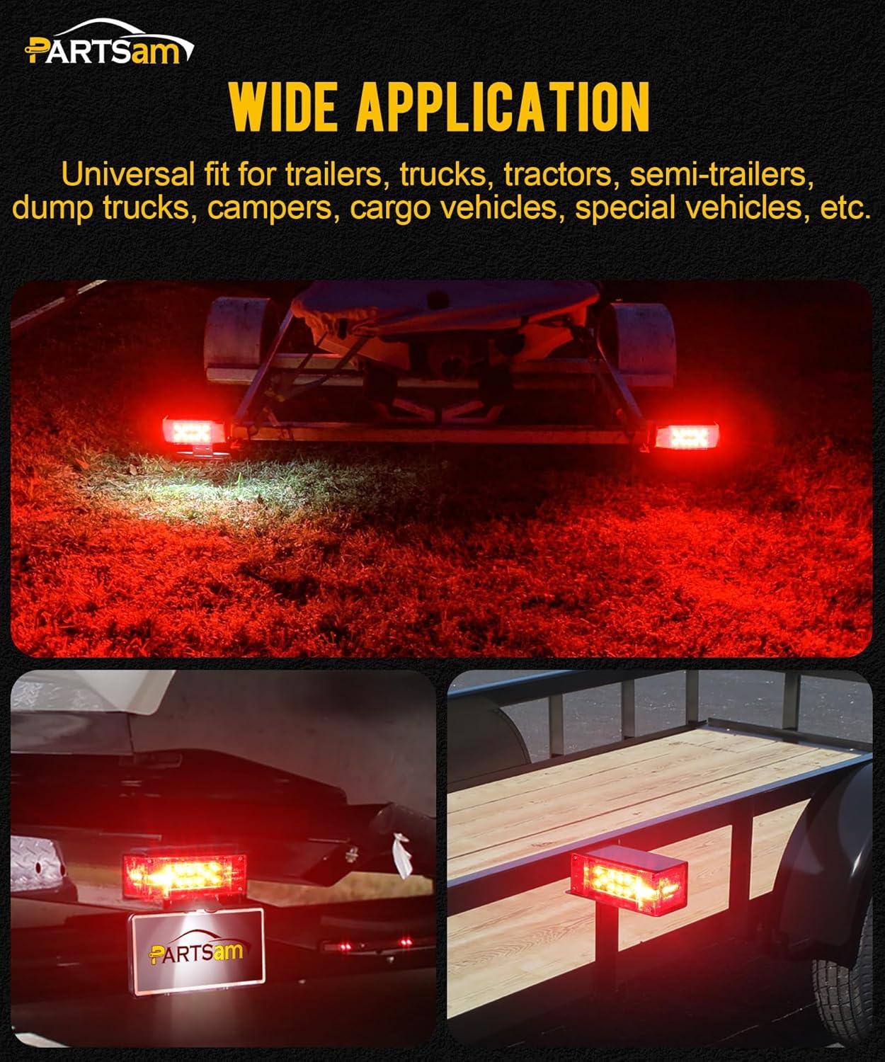Partsam Luces LED sumergibles de bajo perfil rectangular de 12 V, cable de remolque de 7 vías con caja de conexiones de 7 bandas, para cámper,