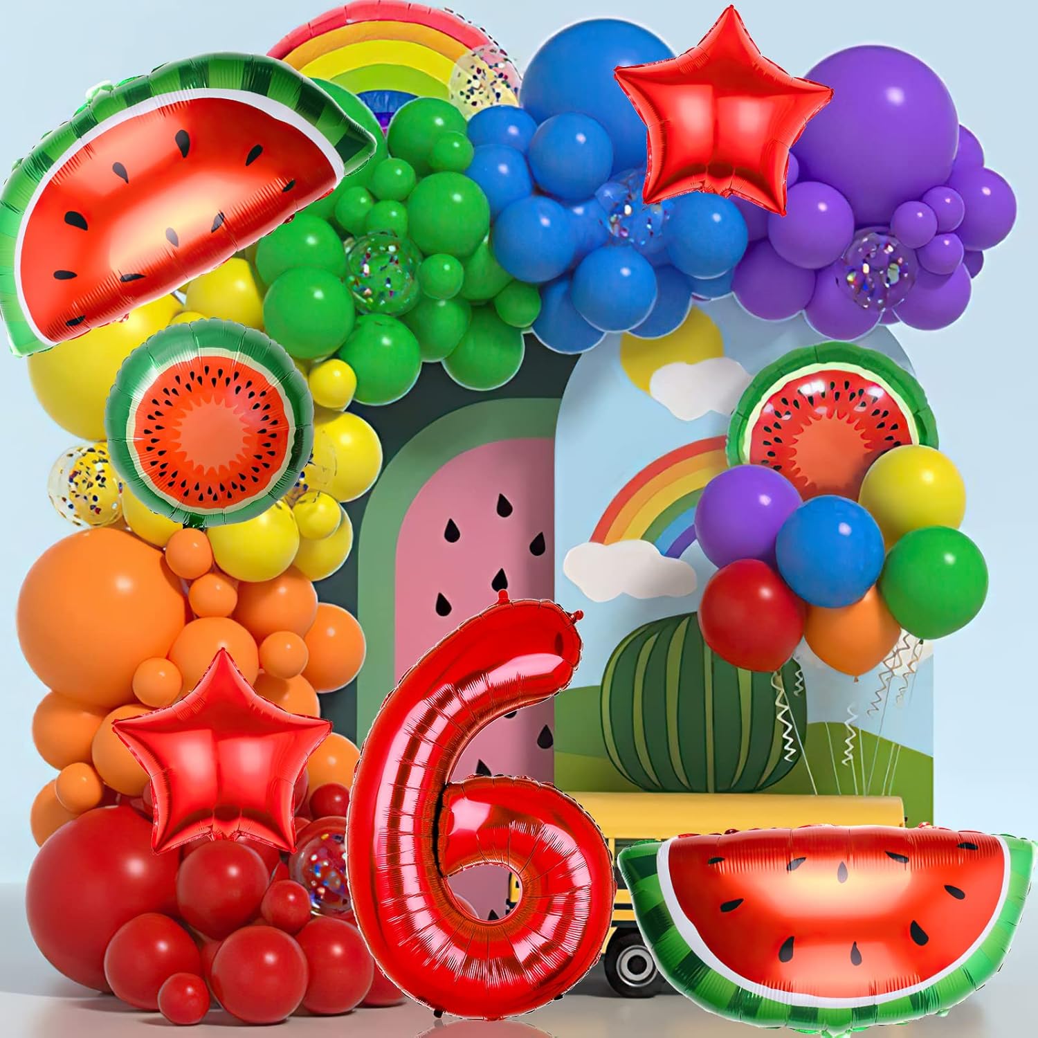 7 globos de papel de aluminio de sandía, globos de Mylar de sandía, globos de papel de aluminio de frutas de dibujos animados para cumpleaños, baby
