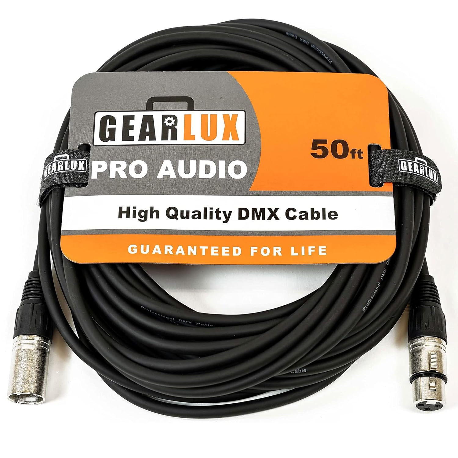 Gearlux Cable DMX de 50 pies de 3 pines macho a hembra, paquete individual