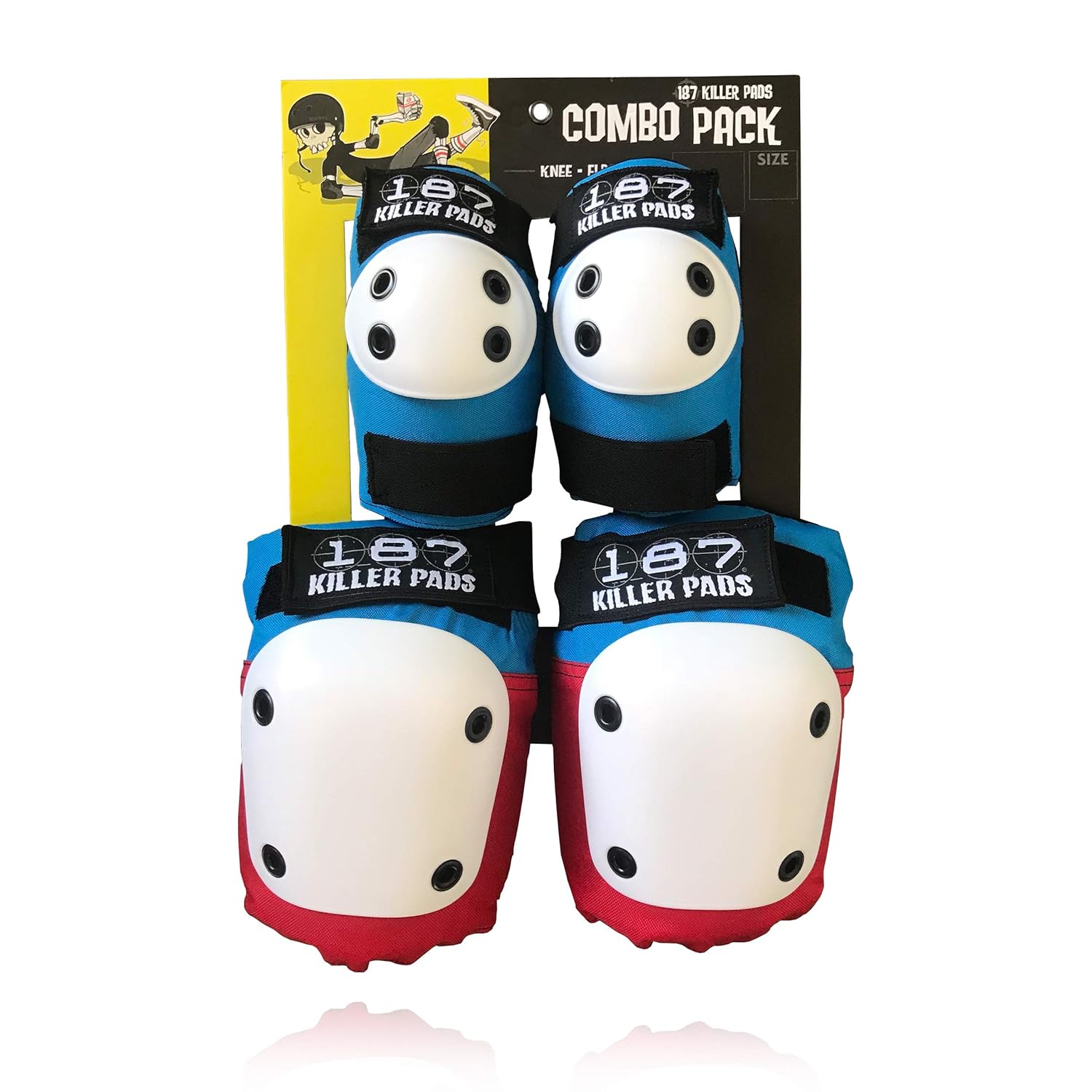 187 Killer Pads Paquete combinado de rodilleras, coderas, rojoblancoazul, talla XS