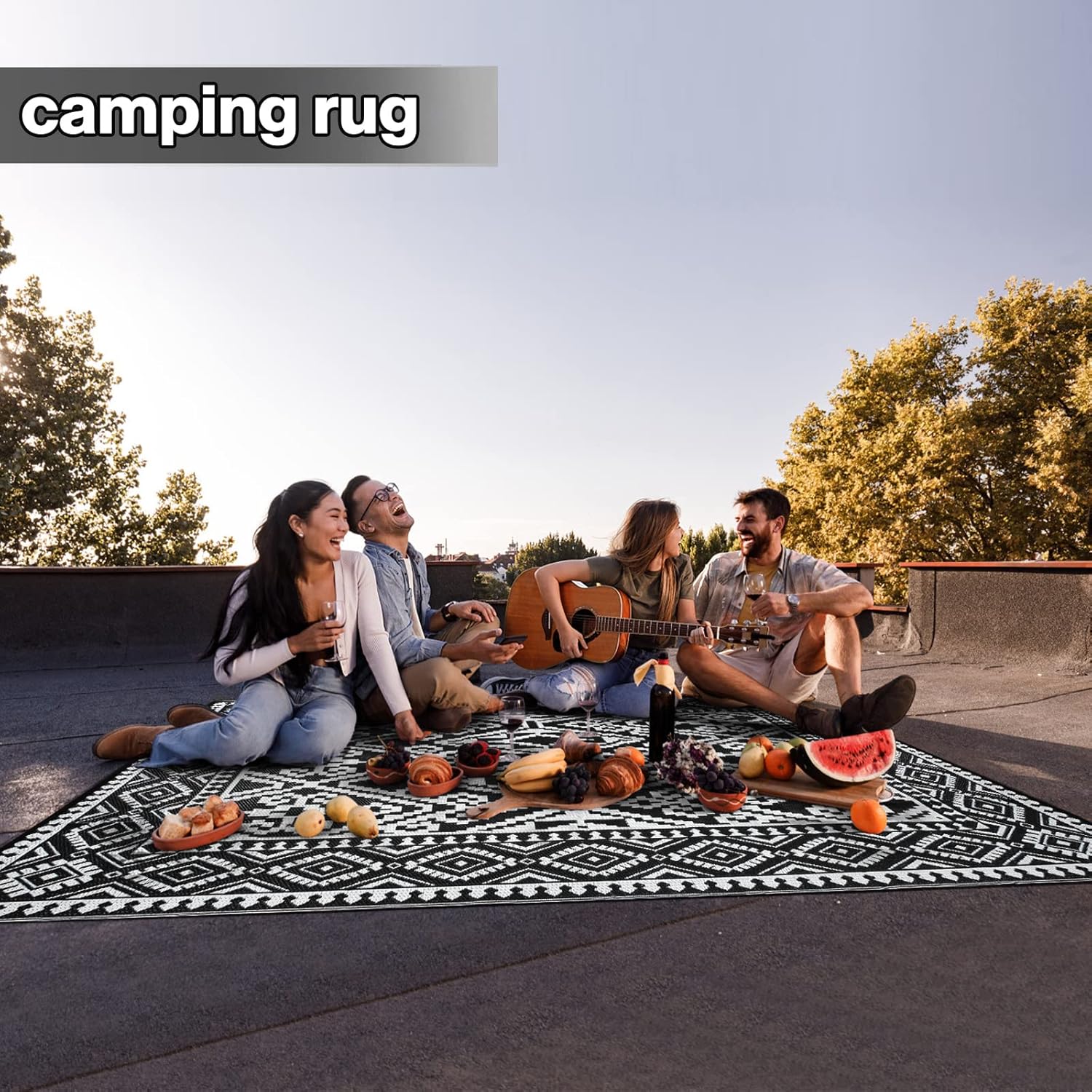 Alfombra de exterior de 8 x 10 pies, impermeable, para exteriores de tu caravana, exterior, campamento, cubierta, porche, balcón, patio trasero,