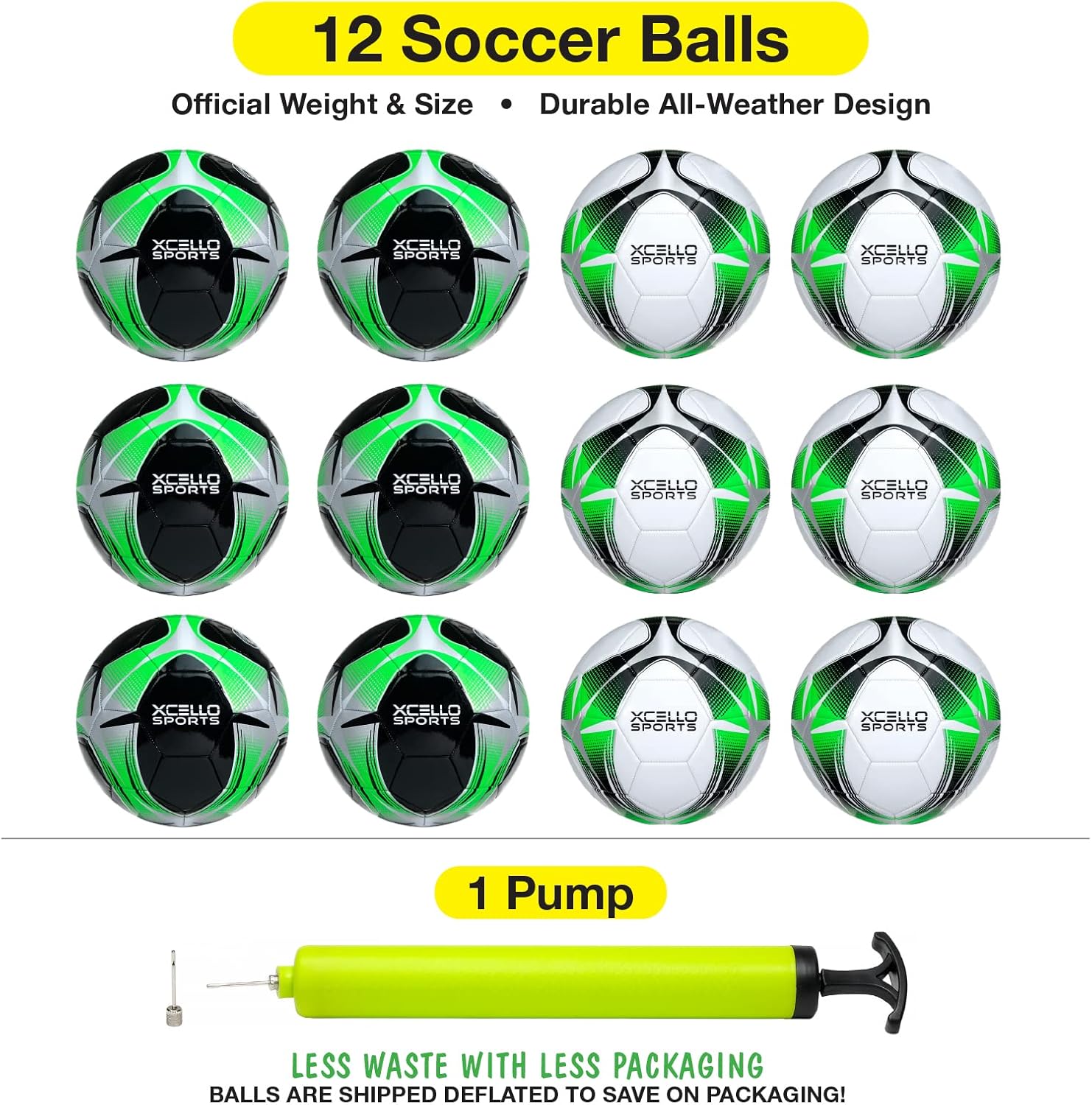 Xcello Sports Balón de fútbol (negroverdeplata, blancoverdeplateado) con bomba
