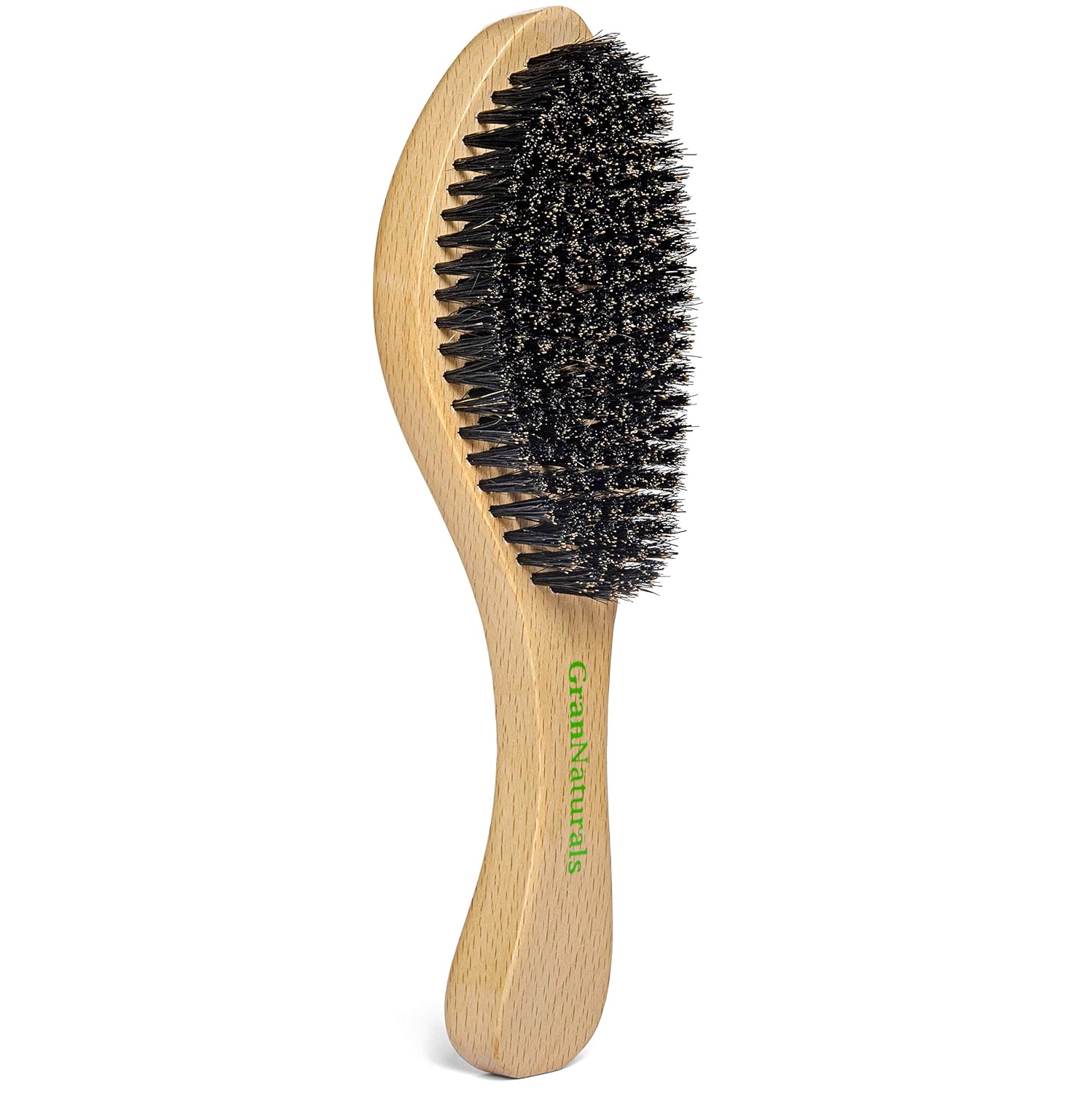 GranNaturals Cepillo de onda media y cepillo alisador para el cabello, cepillo de cerdas de jabalí curvadas para 360 ondas y cepillo de espalda lisa