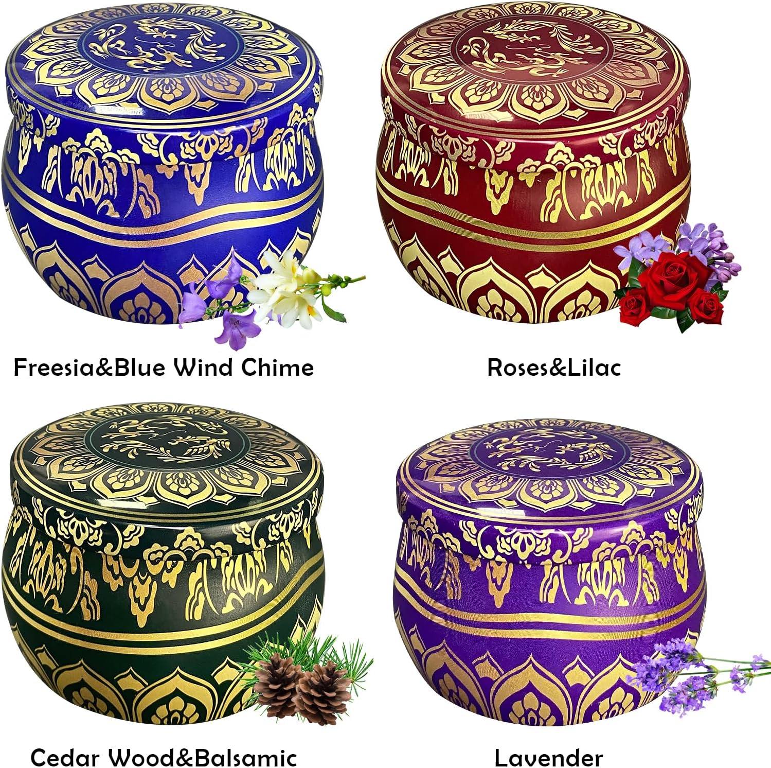 Vela perfumada de cera de soja, 4.4 onzas, juego de viaje portátil de 4 unidades para decoración del hogar, yoga, meditación, relajación, reducción