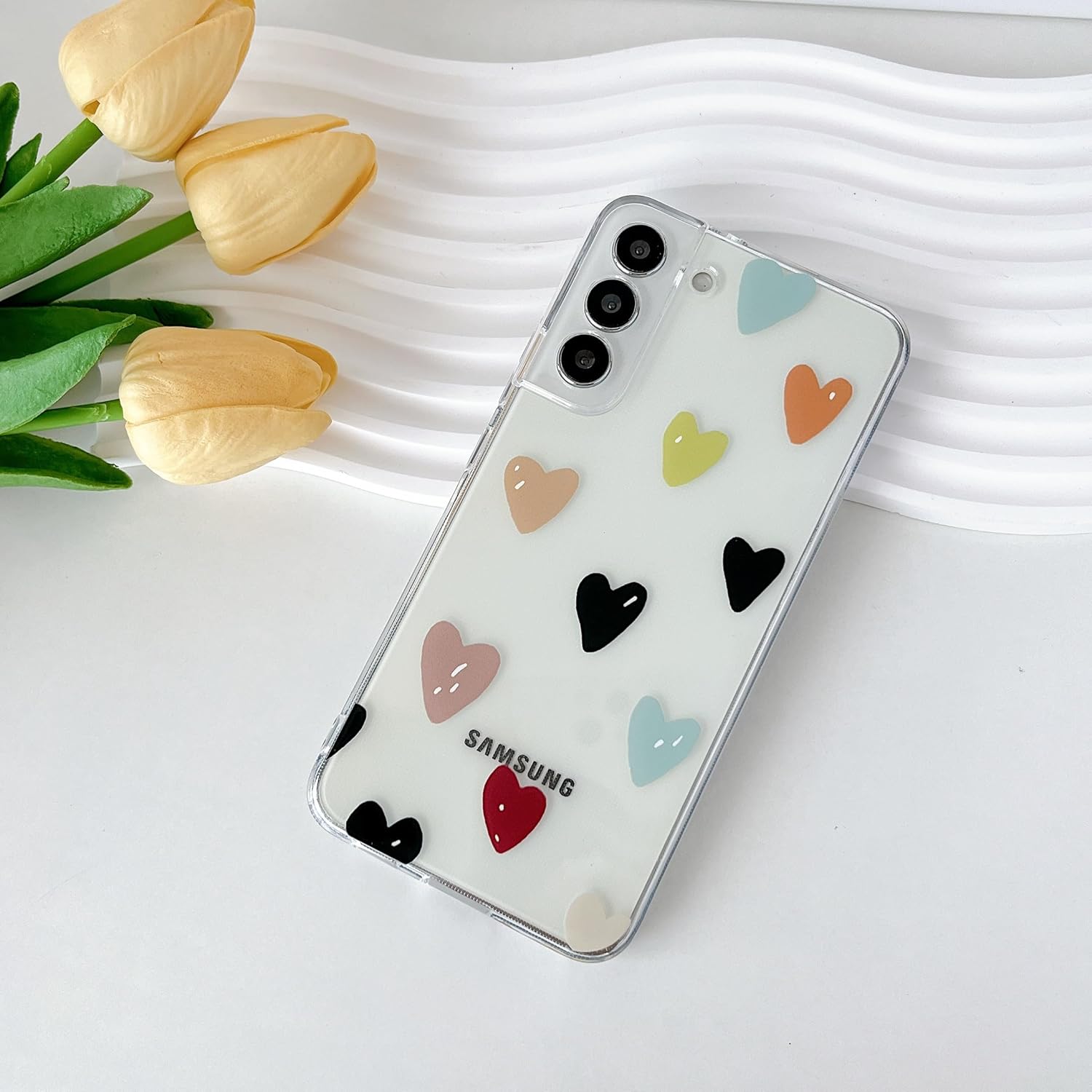 ZTOFERA Compatible con Samsung Galaxy S22 Plus 5G, funda protectora transparente con bonito diseño de corazón en relieve para mujeres y niñas,