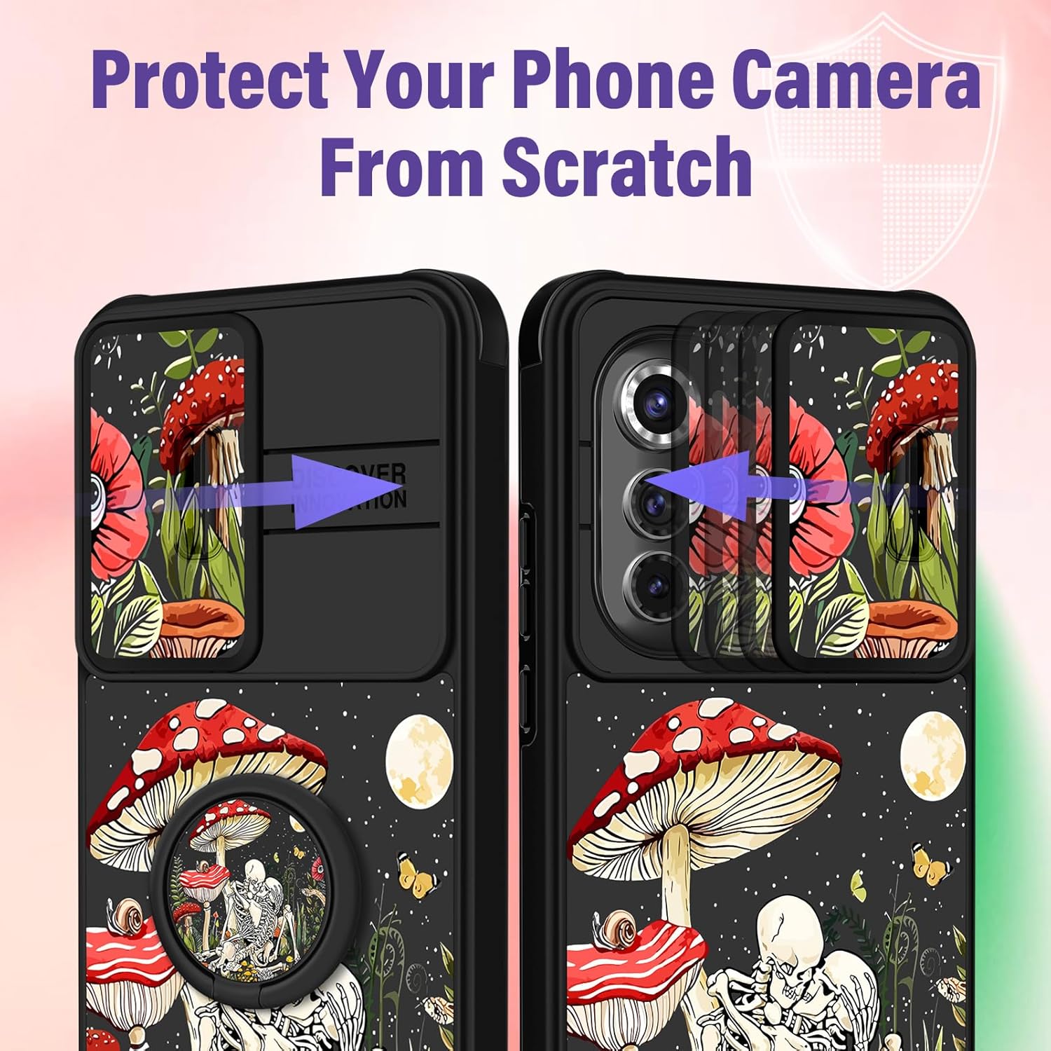 Funermei Funda 2 en 1 para Motorola Edge 2022 con calavera de esqueleto para mujeres, linda funda de teléfono para niñas, gótica, espeluznante,