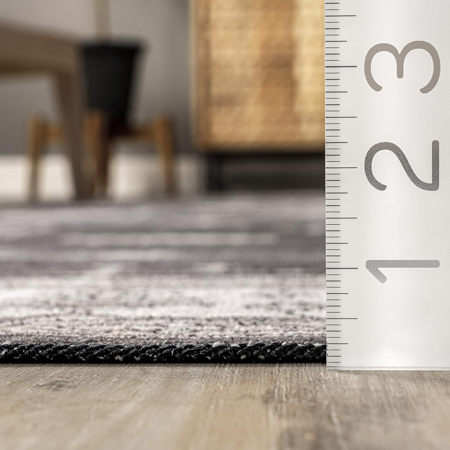 nuLOOM Mollie – Alfombra ultrafina con borde tradicional lavable a máquina, 6 pies, redonda, color carbón