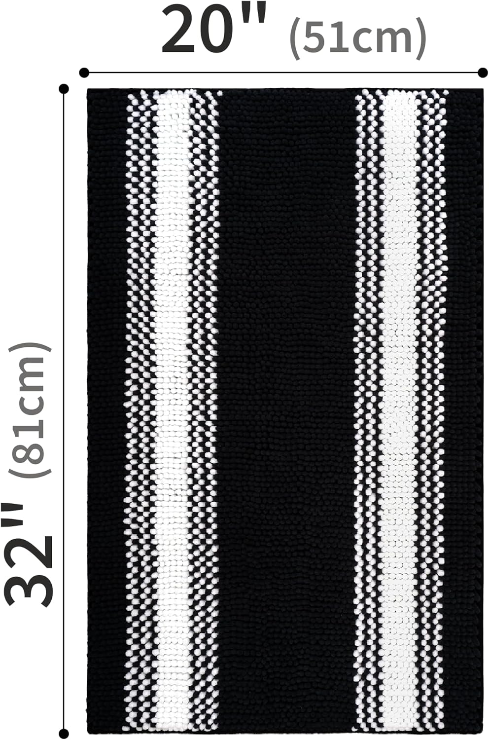 GRANNY SAYS Juego de 2 alfombras de baño antideslizantes, color blanco y negro para suelo de baño, juego de tapetes de baño de felpilla ultra suave,