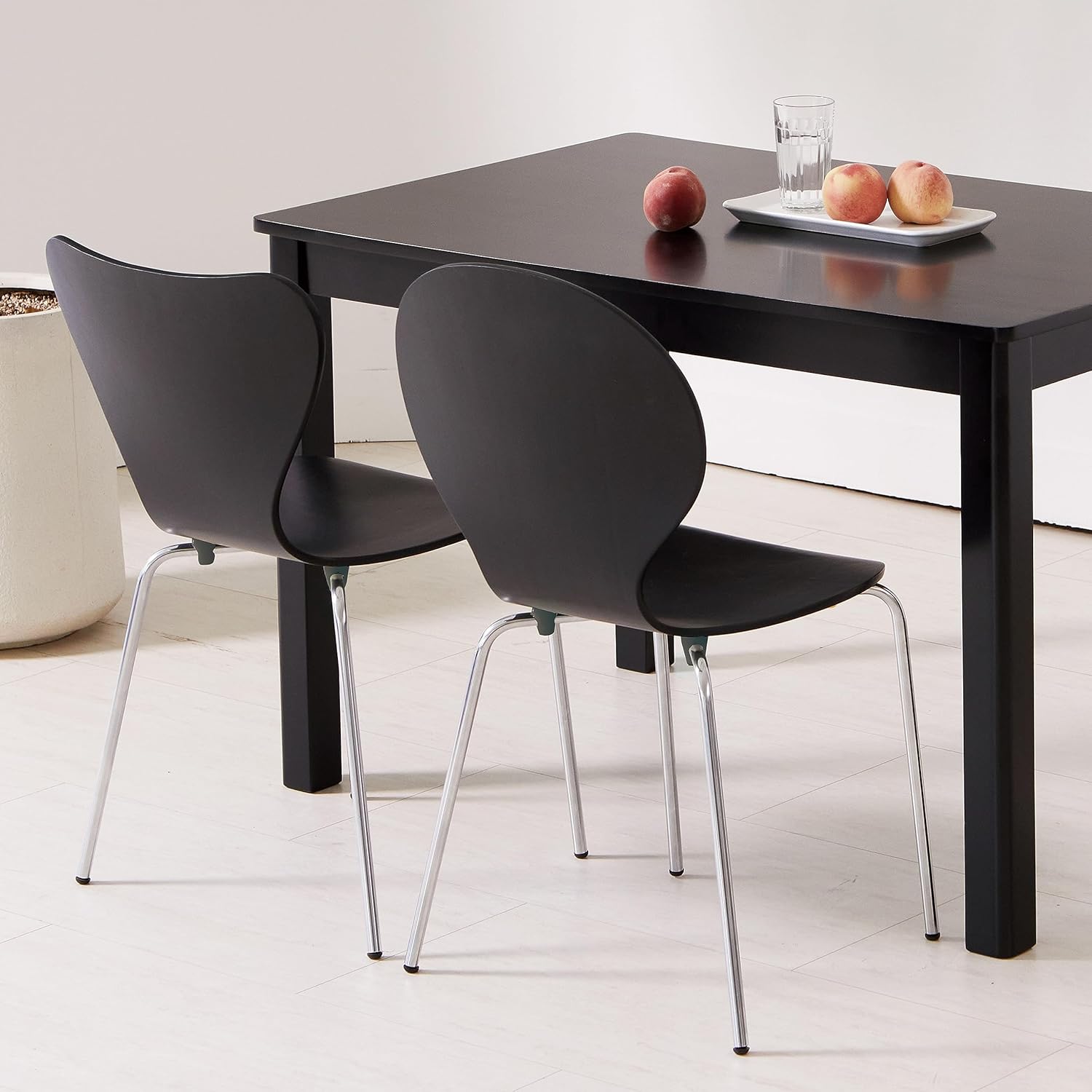 Livinia No.9 – Juego de 2 sillas de comedor de madera modernas de mediados de siglo, contemporáneas, apilables, de madera curvada, para interior de
