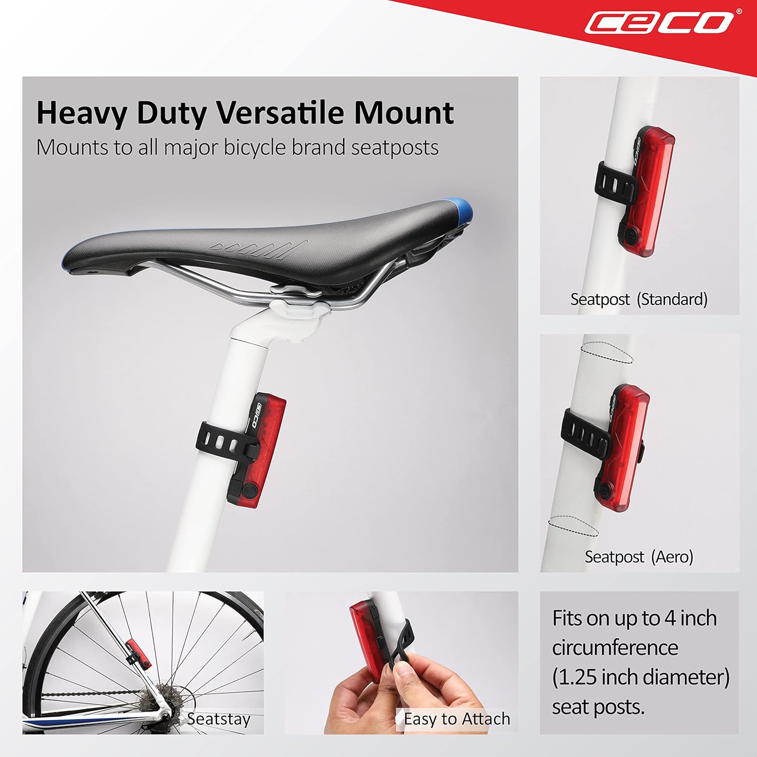 -Estados Unidos Luz trasera de bicicleta recargable USB de 60 lúmenes – Super Wide & Bright Modelo TC60 Luz trasera de bicicleta – IP67 impermeable,