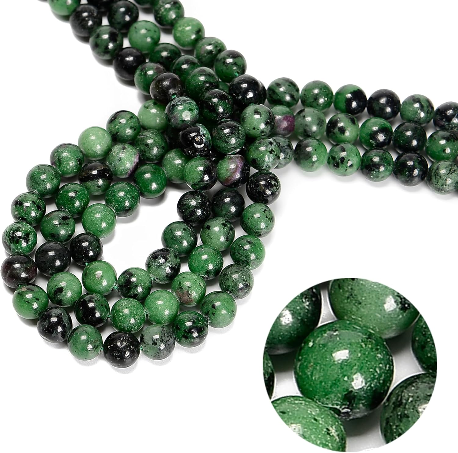 Rubí Zoisite Cuentas redondas lisas 0.157 in 15.5″ Hebra para la fabricación de joyas