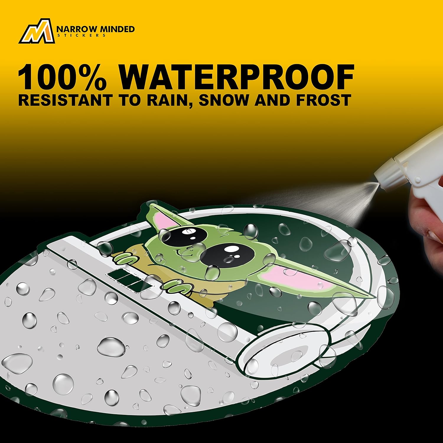 Baby Yoda – Calcomanías de auto (paquete de 2) súper lindas calcomanías mandalorianas para tu automóvil, camión o laptop