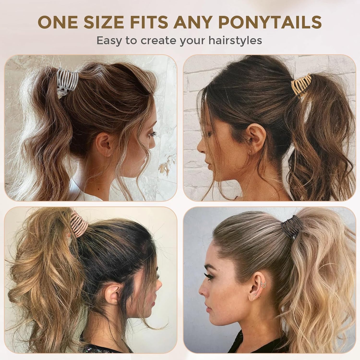 4 pinzas de pelo medianas, pinzas de metal para mujer, pinzas antideslizantes para cabello grueso, pinzas de garra para cabello fino, pinzas de pelo