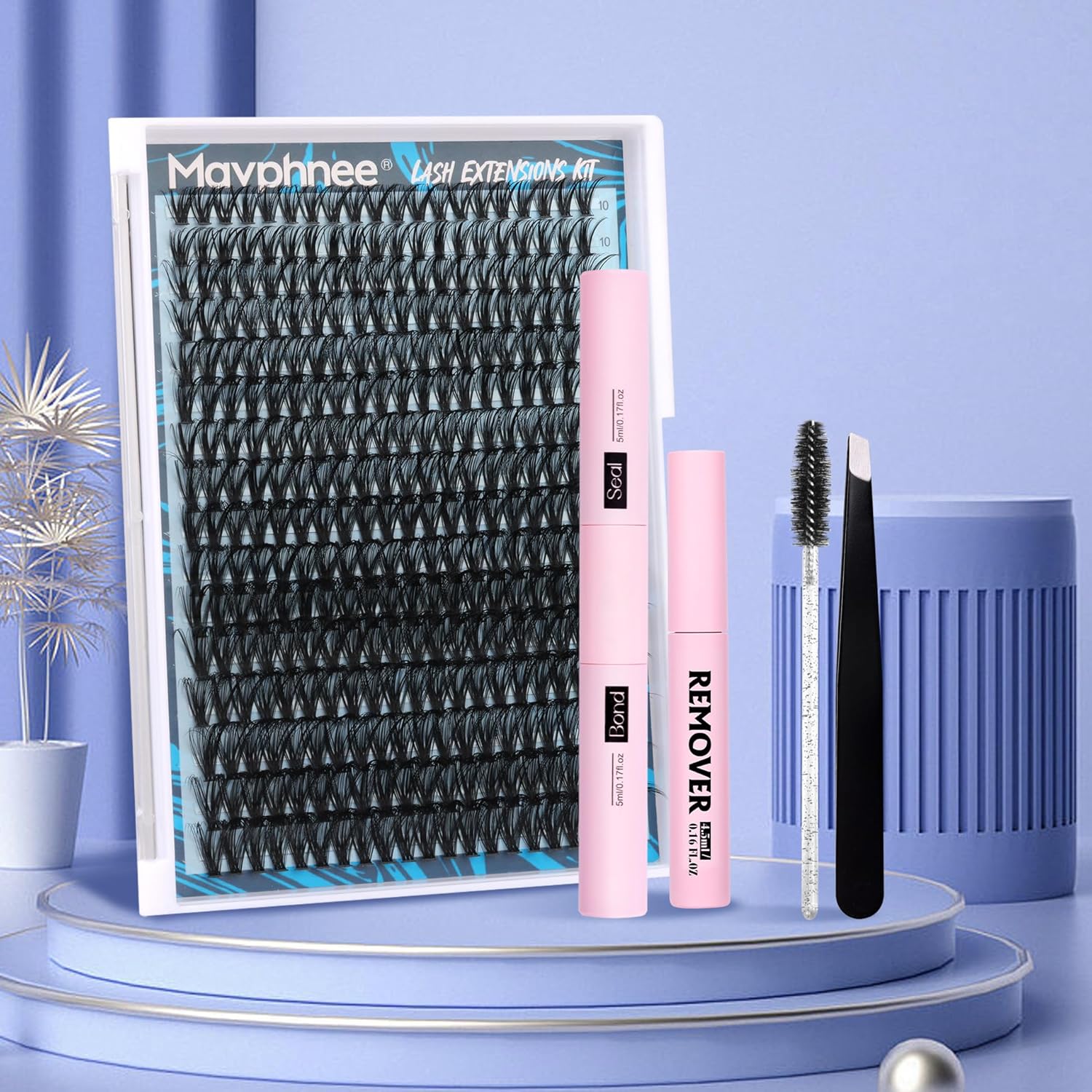 Kit de 320 extensiones de pestañas 40D Wispy D Curl extensiones de pestañas de 0.39 a 0.78 pulgadas, racimos individuales con unión y sello,