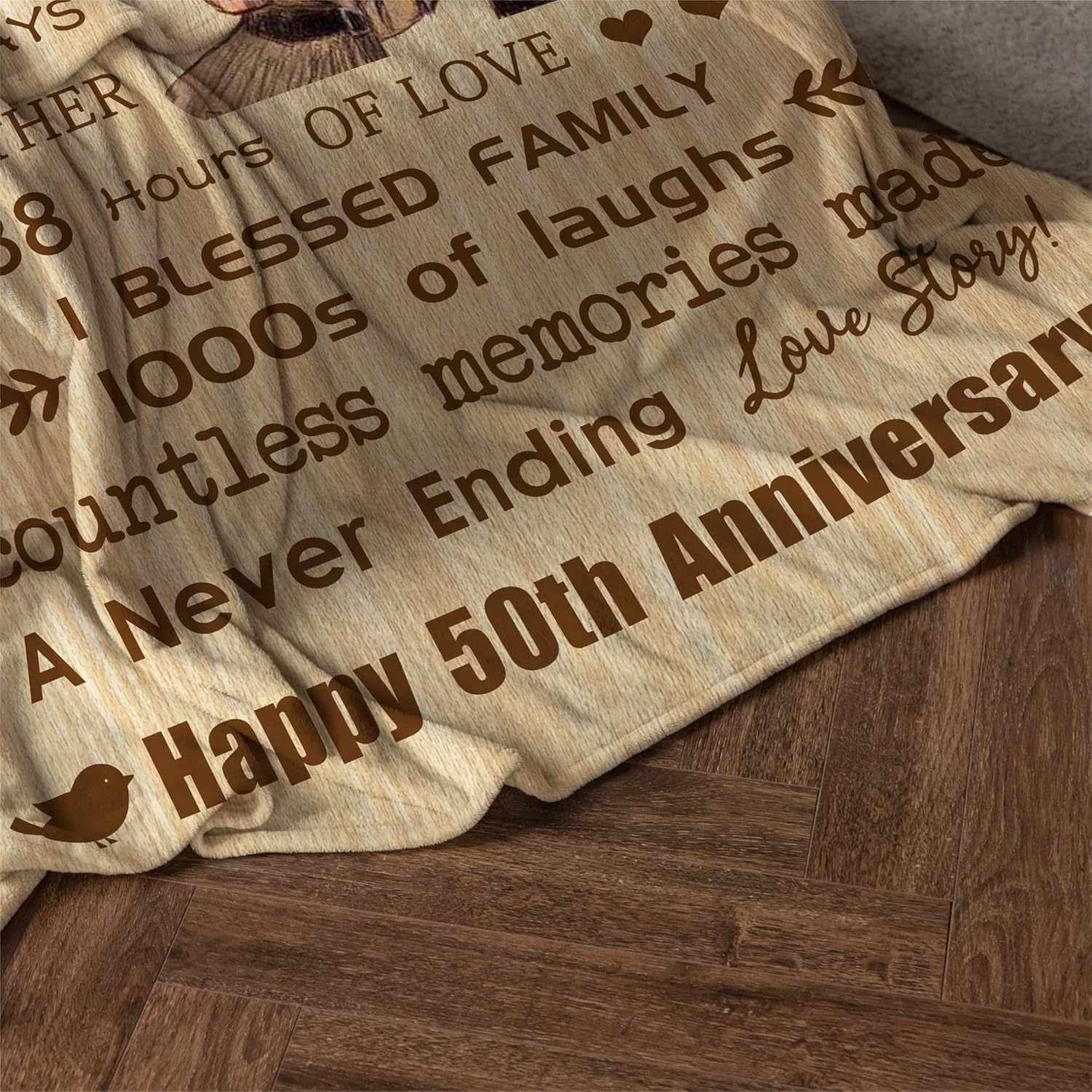 Manta de 50 aniversario de 80 x 60 pulgadas, regalo para 50 aniversario de boda, manta dorada de 50 años de matrimonio para parejas, padres,
