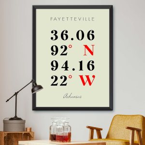 Mapa de Fayetteville, Arkansas, Coordenadas Multilíneas de Colores (18×24) Mapa de Fayetteville, Arkansas, Coordenadas Multilíneas de Colores (18×24)