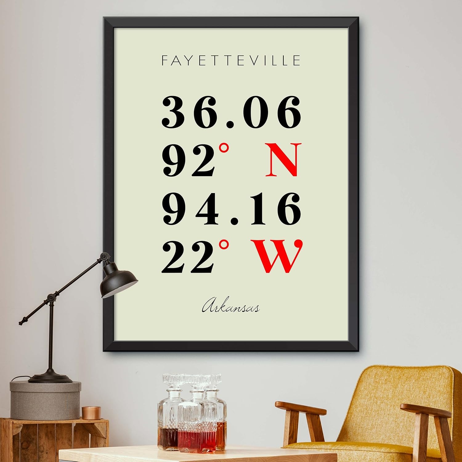 Mapa de Fayetteville, Arkansas, Coordenadas Multilíneas de Colores (18×24)