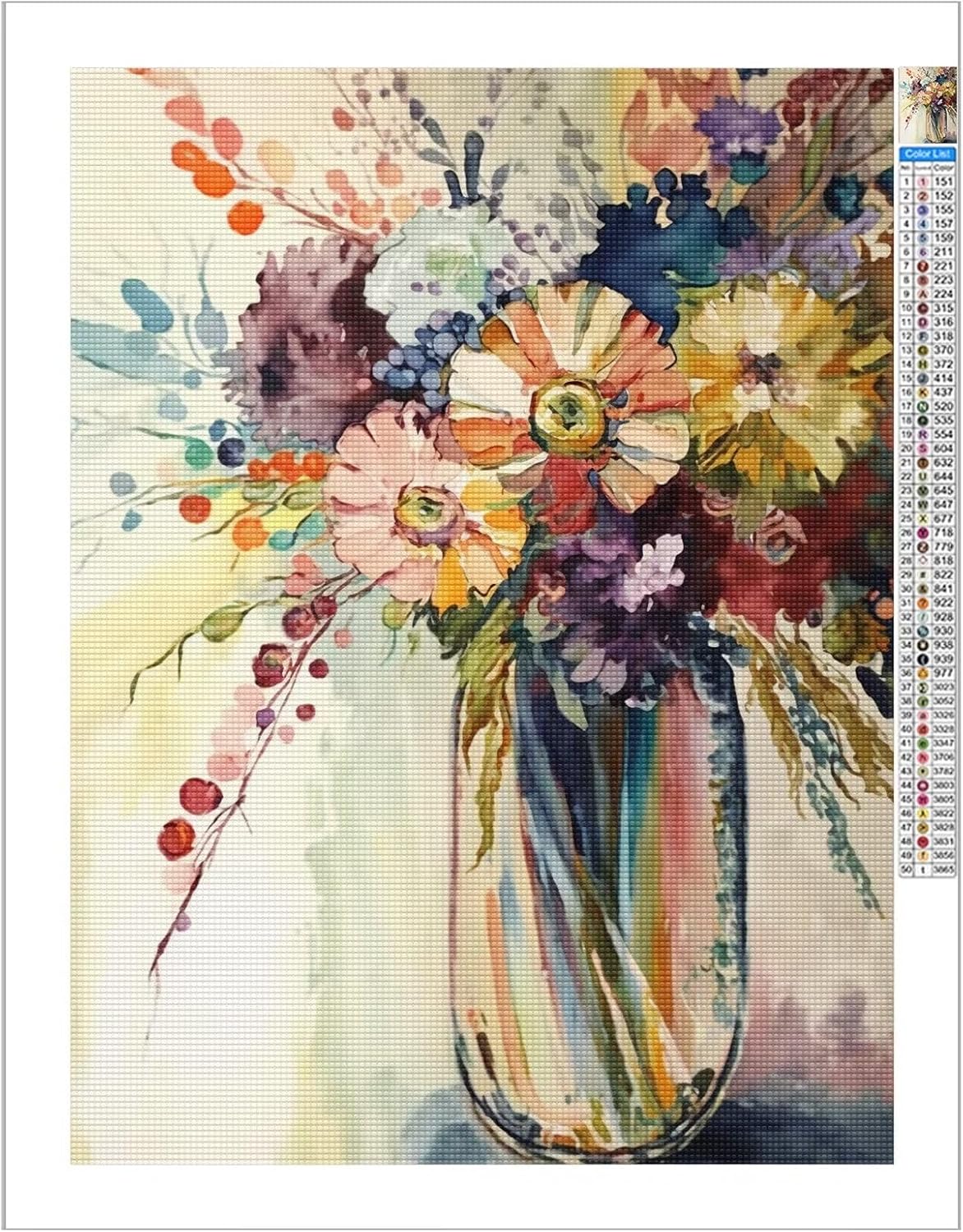 CoHraeu Kits de pintura artística de diamantes de flores para adultos, pinturas de puntos de diamante de perforación completa para principiantes,