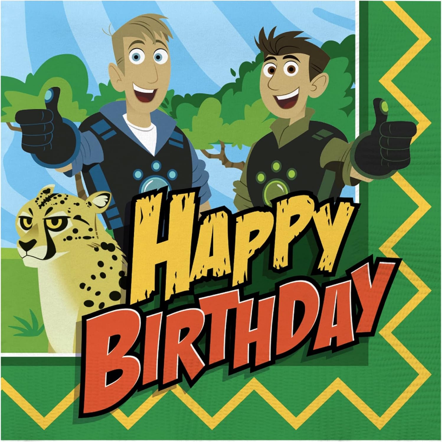 Treasures Gifted Servilletas de fiesta de cumpleaños de Wild Kratts con licencia oficial, paquete de 48 servilletas Wild Kratts – Suministros para