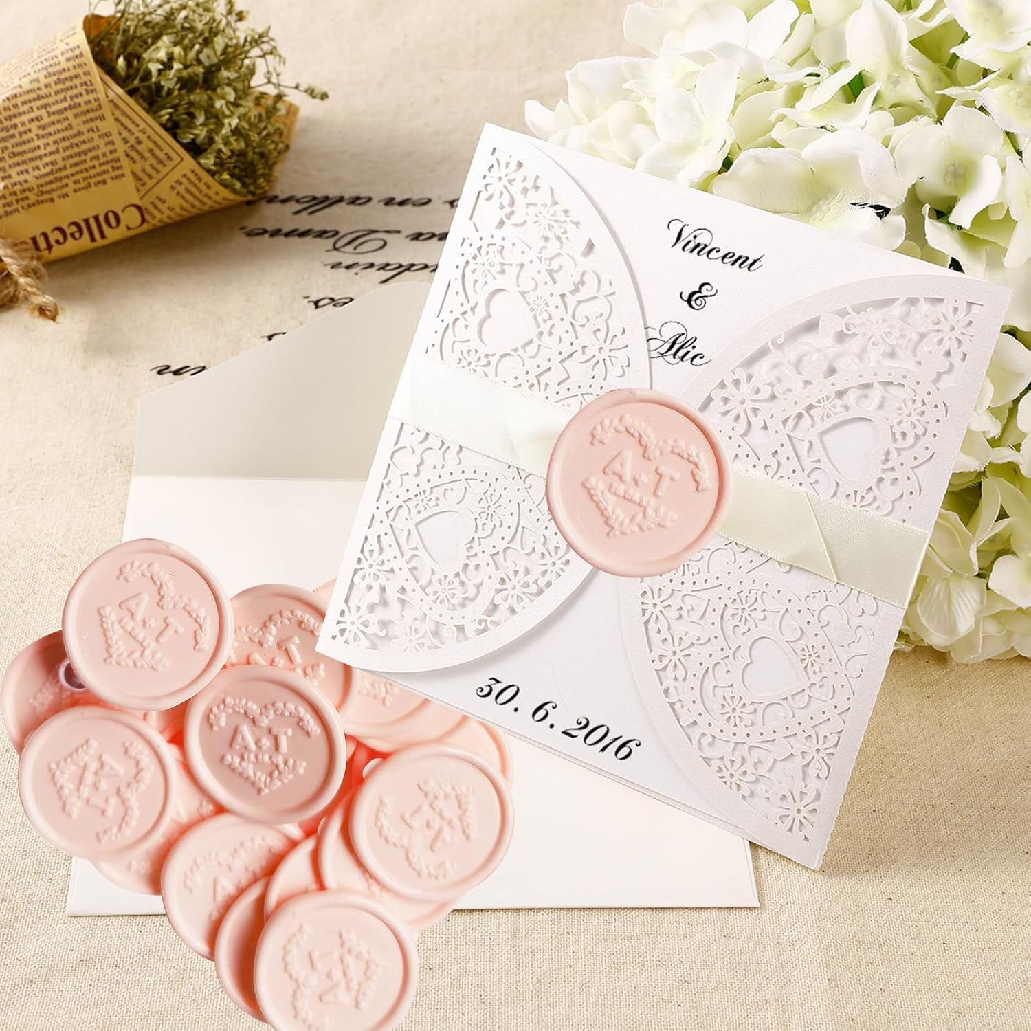 Adhesivos de sello de cera personalizados, calcomanía autoadhesiva de sellado de sobre, decoración para regalo de Navidad, invitación de boda,