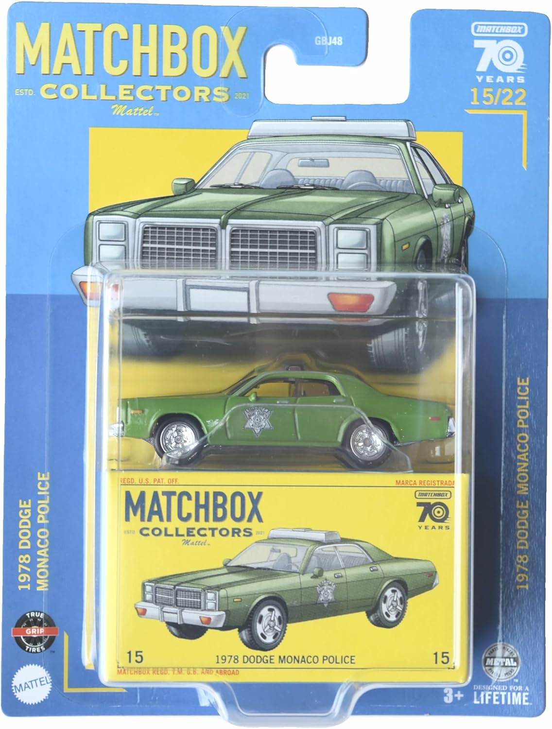 Matchbox 1978 Dodge Monaco Police, Edición Coleccionista 1522 Verde