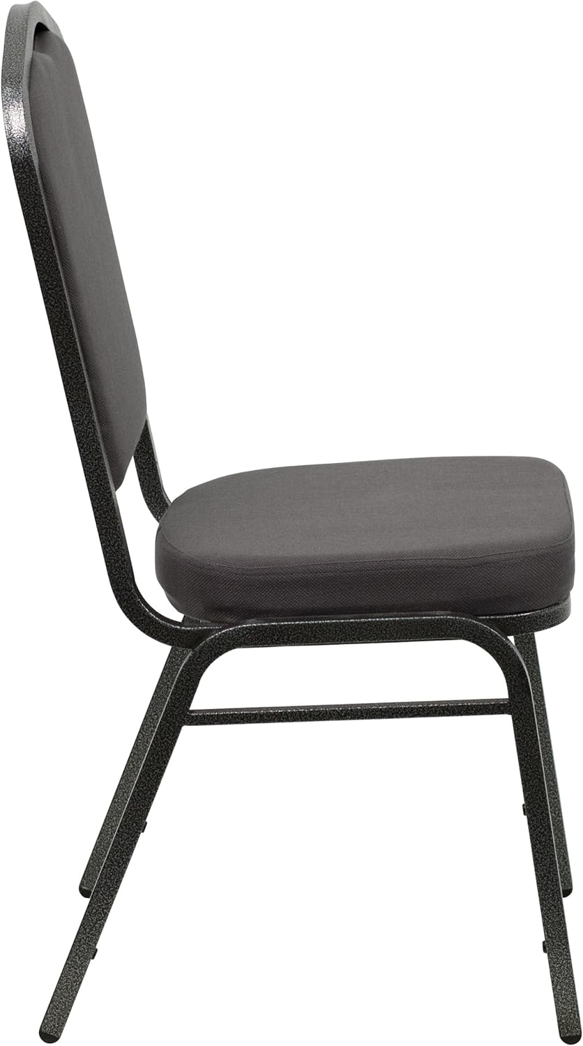 BizChair Silla apilable trasera del banquete de la corona, tela grismarco plateado de la vena