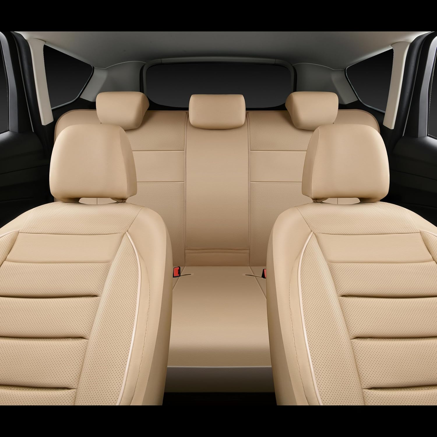 CAR PASS Juego completo de fundas de asiento de cuero, universal, resistentes al agua, soporte de respaldo de espuma 3D, comodidad de lujo, 5
