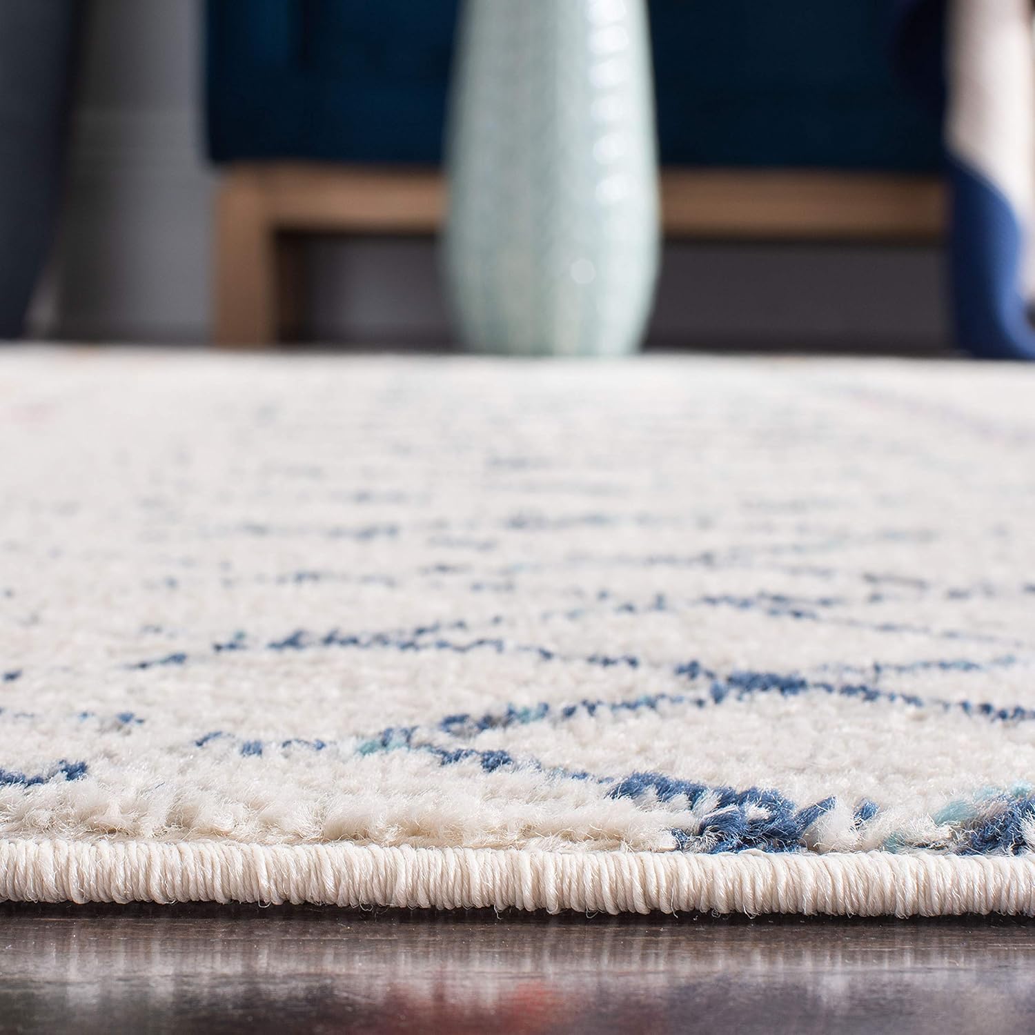 SAFAVIEH Madison Collection MAD798B – Alfombra cuadrada de 9 pies color marfil azul marino, marroquí, bohemio, envejecido, no desprende pelusa, para