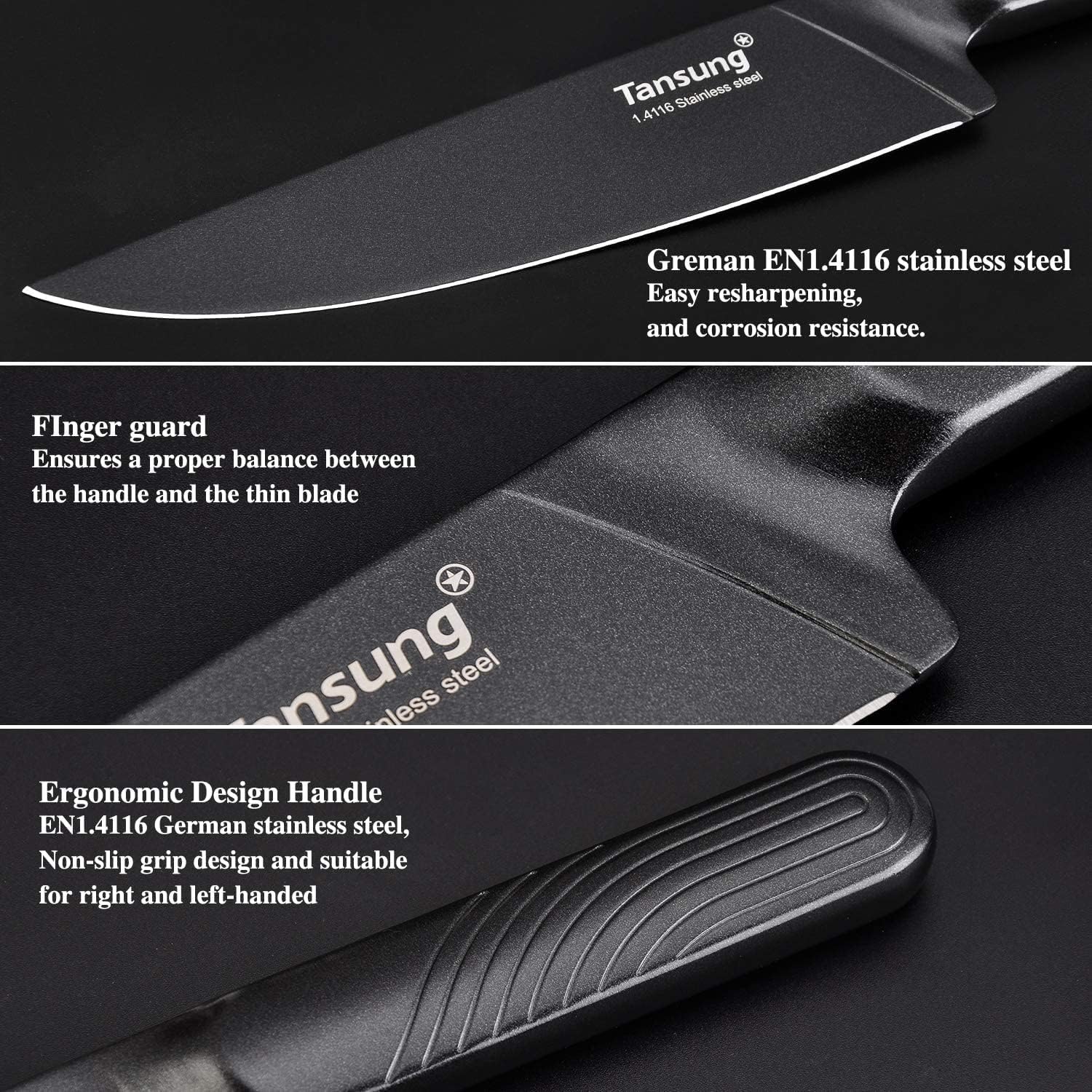TANSUNG Cuchillo de chef, cuchillo de cocina profesional de 8 pulgadas, cuchillo de cocina de corte ultraafilado con hoja antiadherente de acero