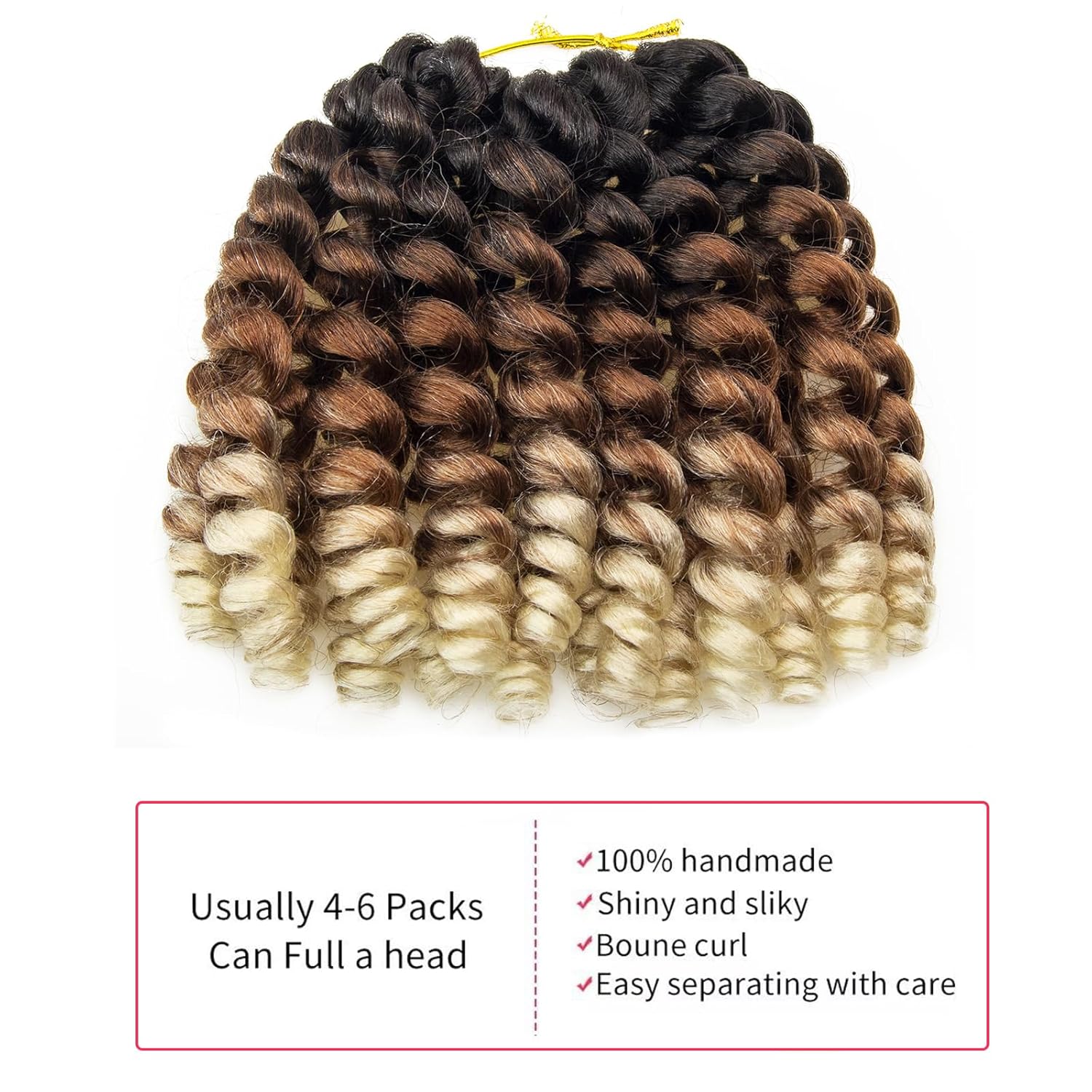 Pelo Jamaicano con ganchillo para mujeres negras, 2 rizos de varita rizada, trenzas de pelo corto rizado con rebote, extensiones de cabello
