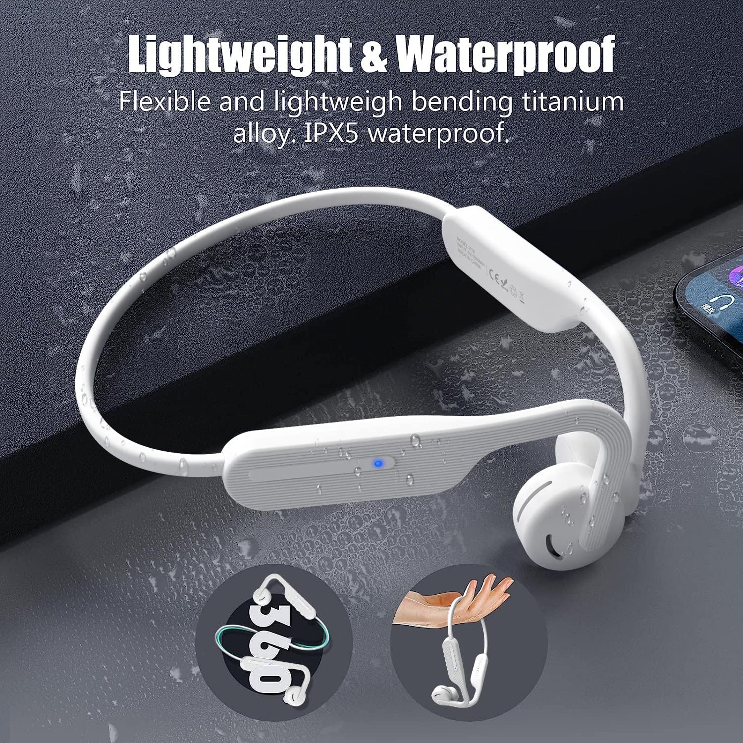 Auriculares de conducción de aire de oído abierto, Bluetooth 5.0, auriculares inalámbricos para correr, 10 horas de reproducción, HiFi 9D, estéreo,